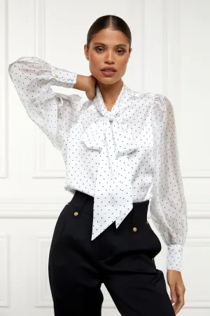 Ariella Blouse (White Polka Dot)