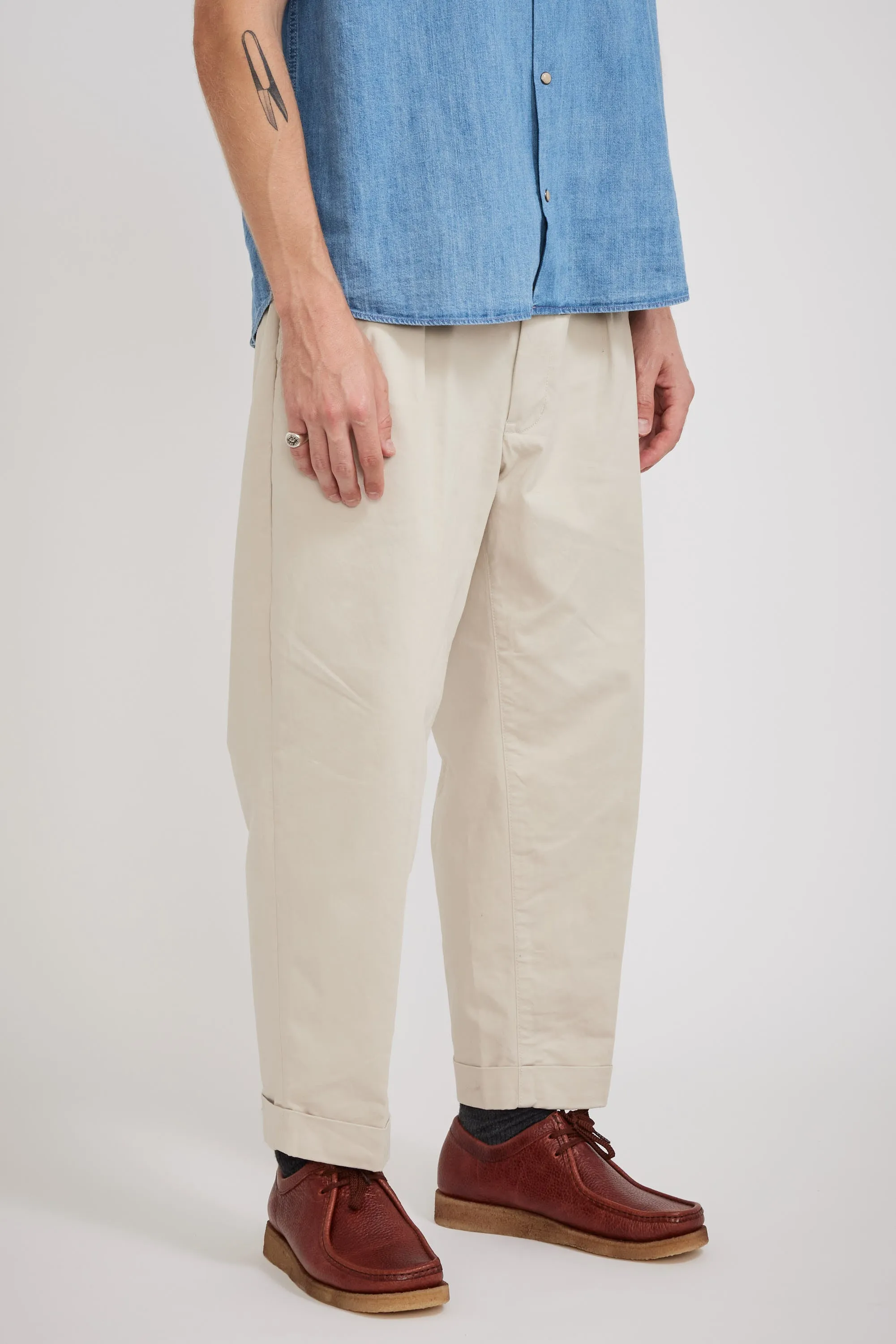 2 Pleats Twill Pant Cement