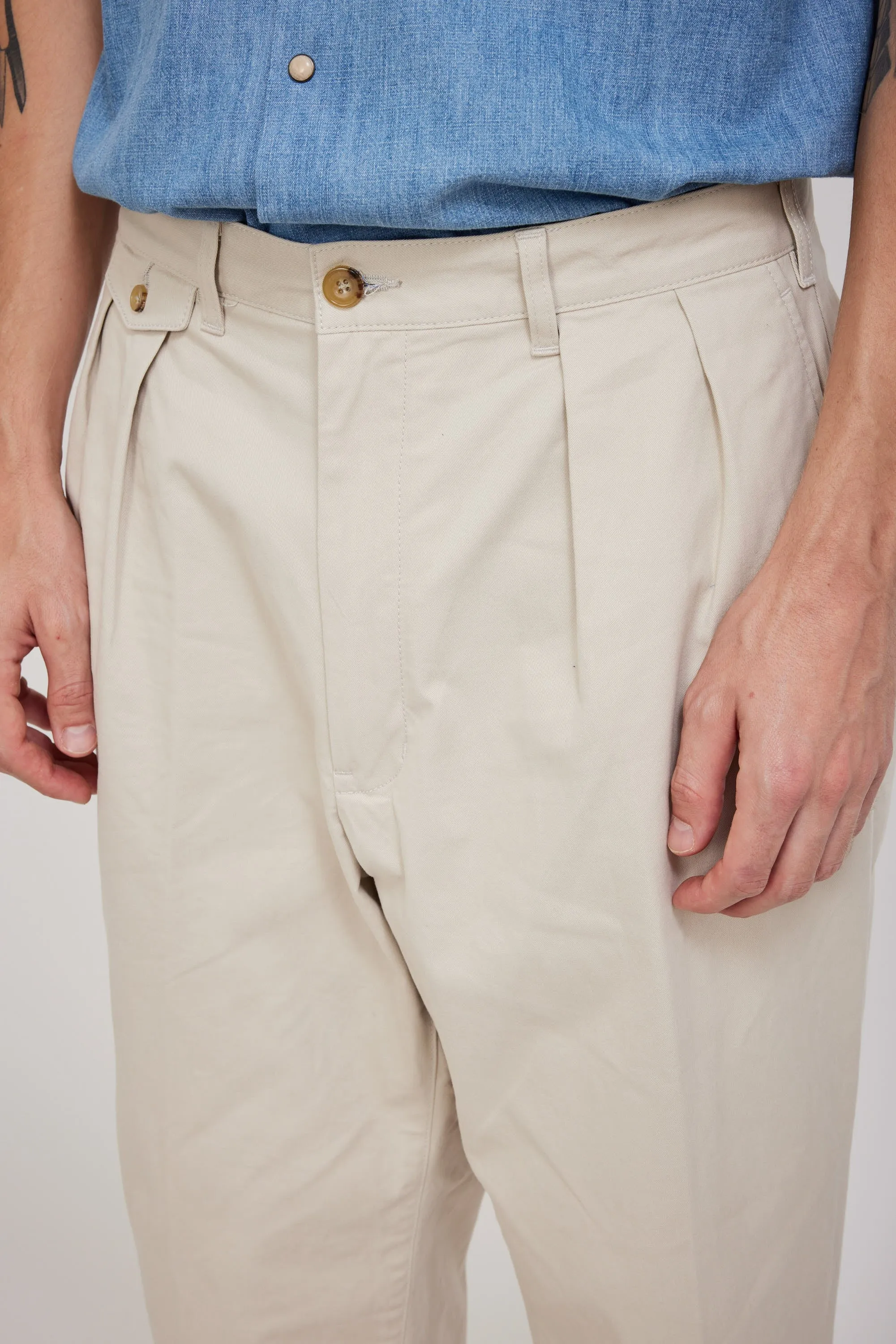 2 Pleats Twill Pant Cement