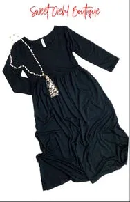 3/4 Sleeve Shirring Dress