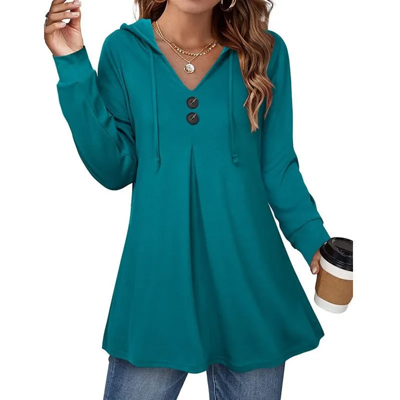 A-Line Tunic with V-neck and Buttons