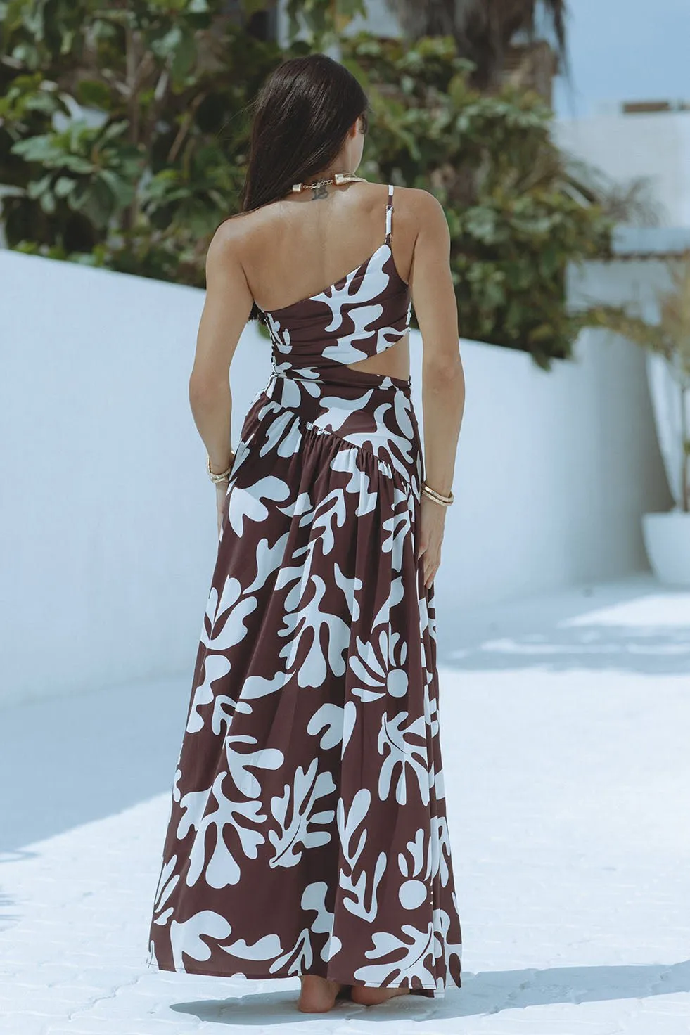 AKELI MAXI DRESS - CHOCOLATE BOTANICA