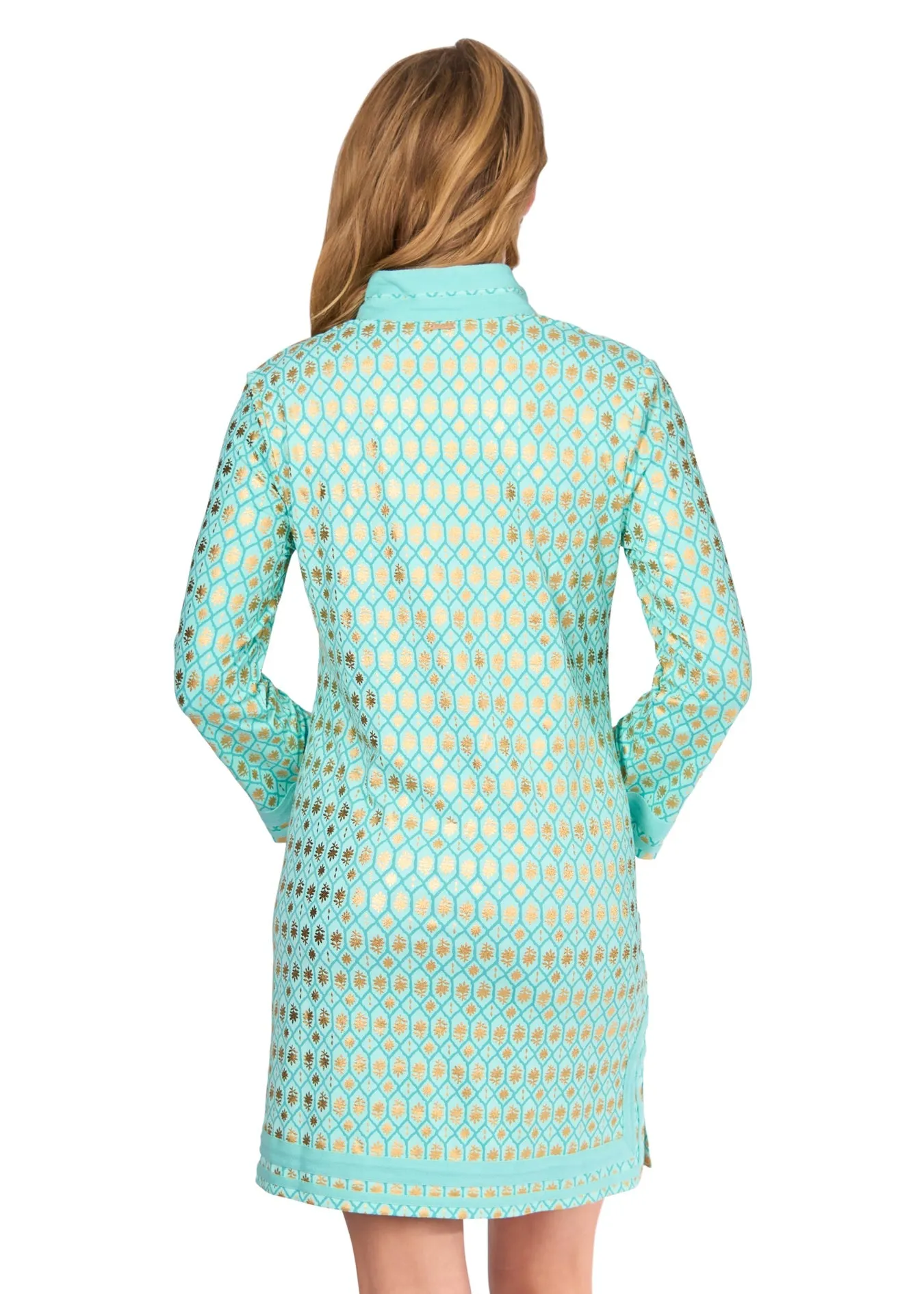 Aqua Metallic Tunic Dress