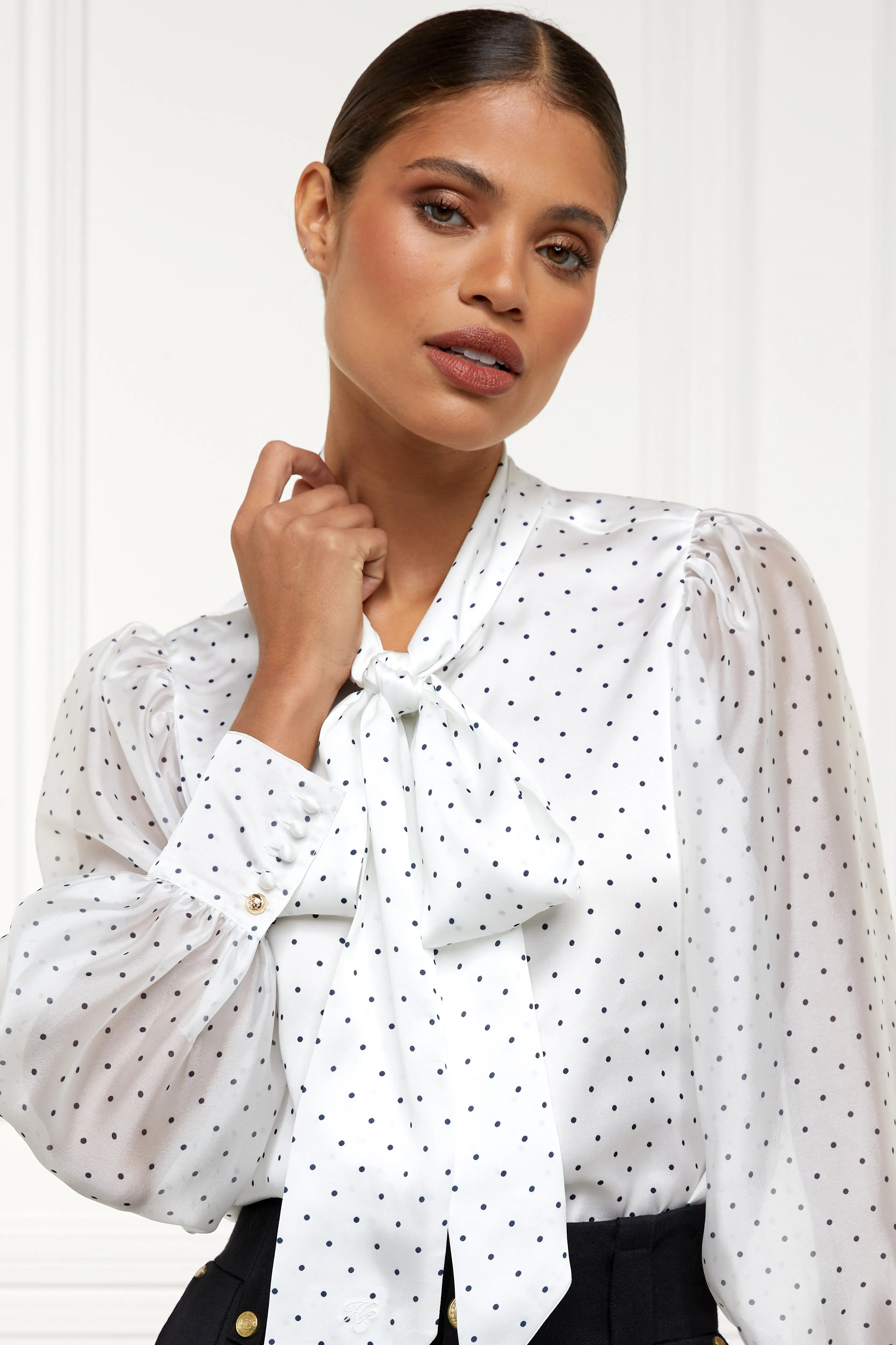 Ariella Blouse (White Polka Dot)