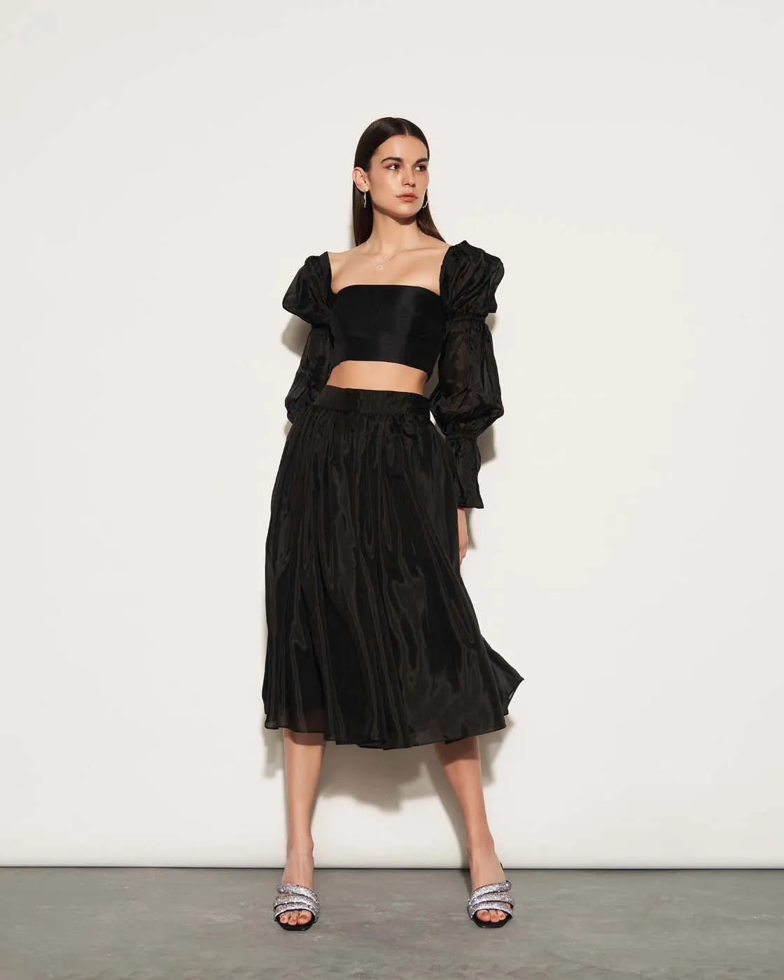 Black Organza Skirt And Blouse Co Ord