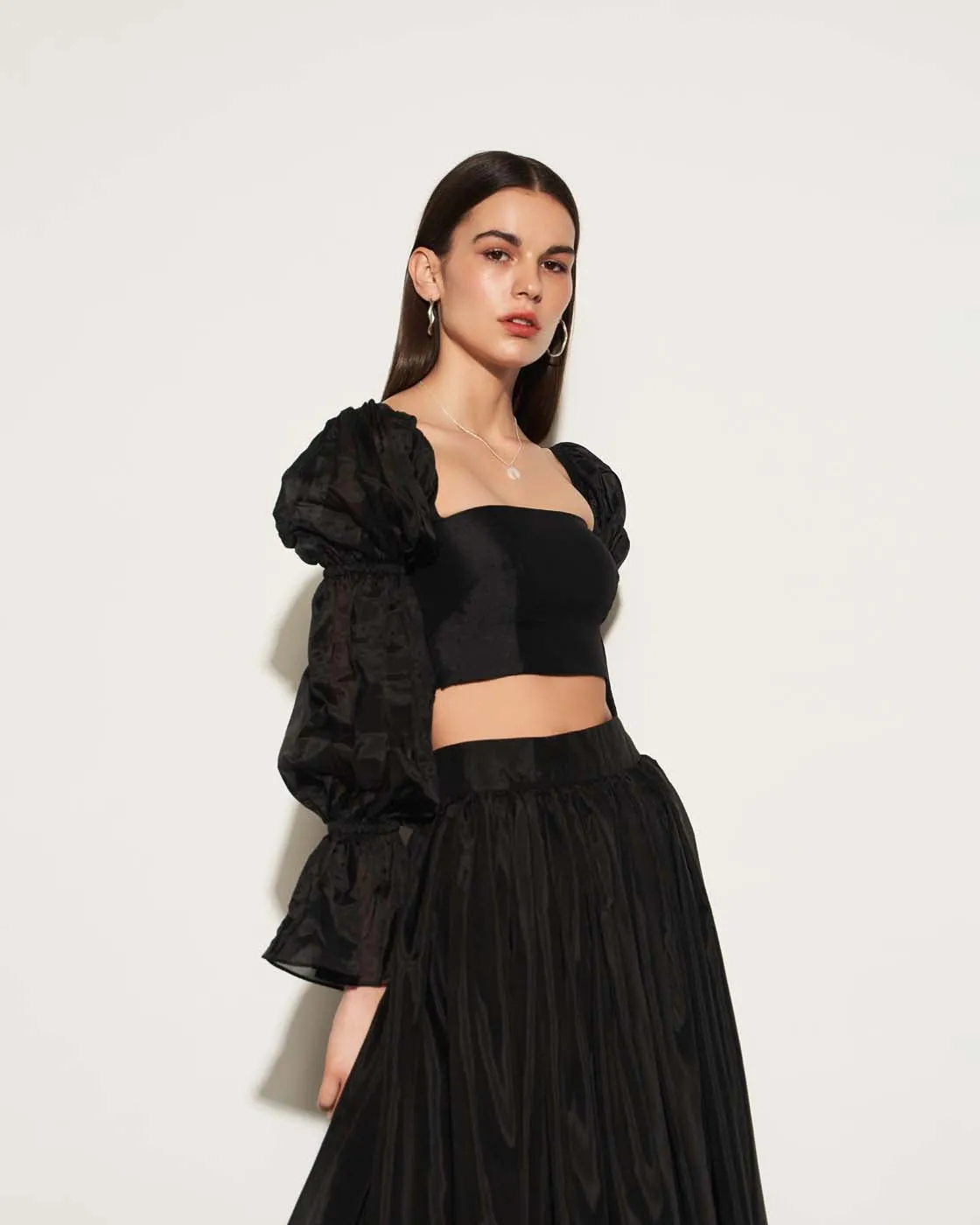 Black Organza Skirt And Blouse Co Ord