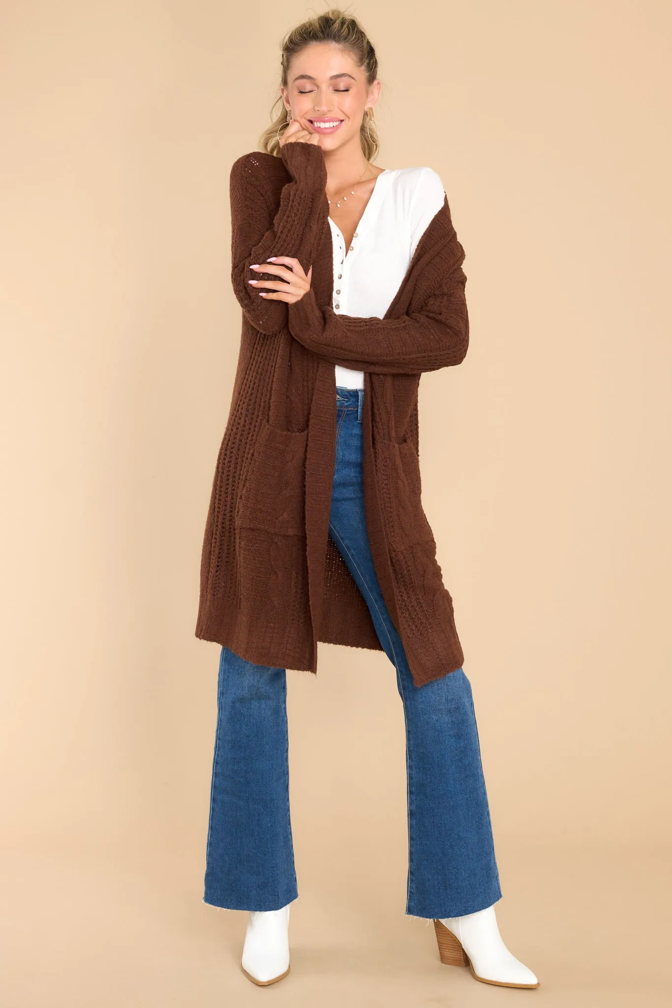 By The Fireplace Brown Cardigan