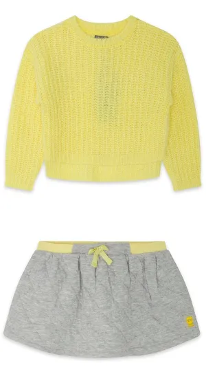 CLEARANCE SALE - Canada House - Girls Cap Code Yellow Jumper with Matching Grey Skirt