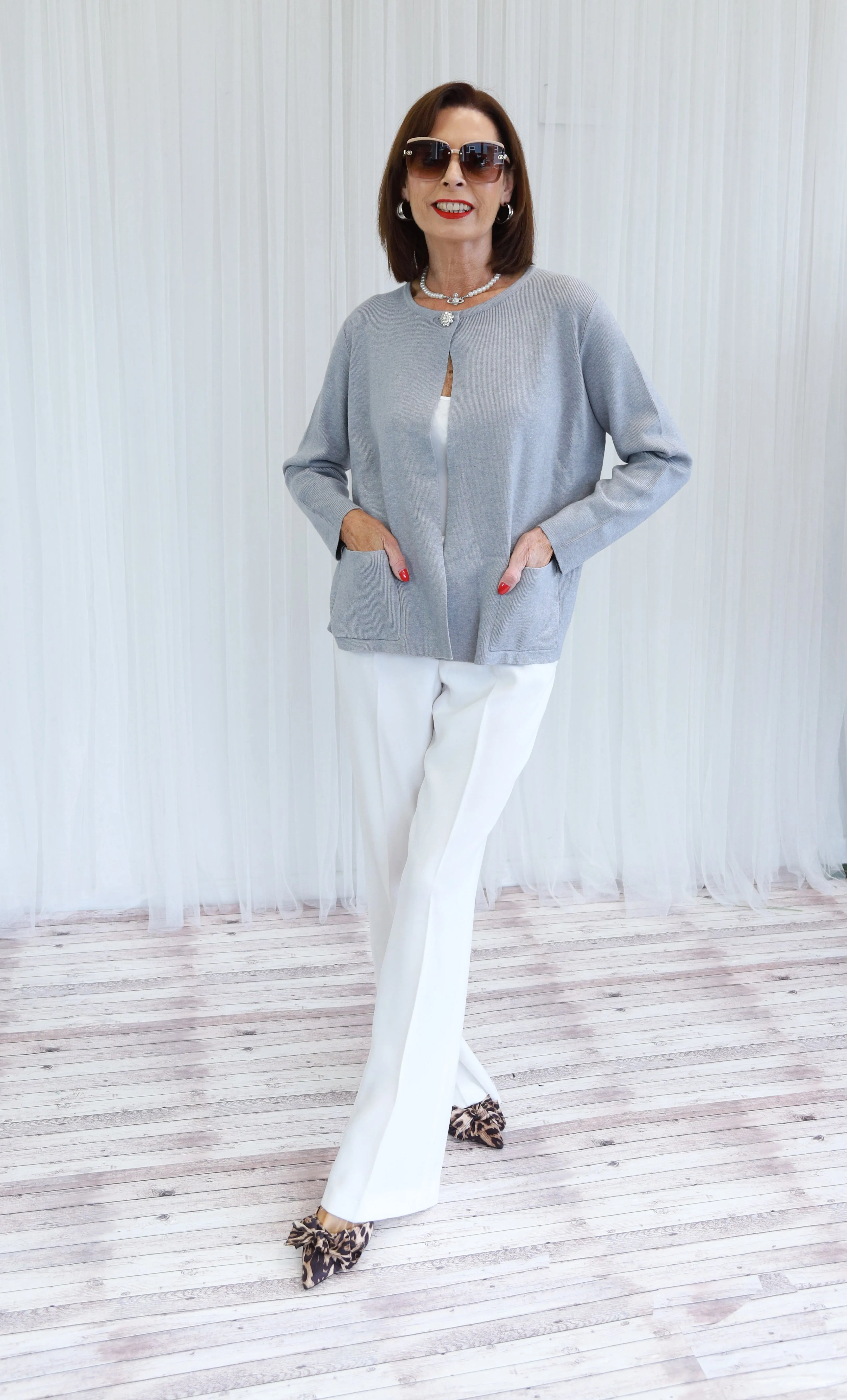 COLETTE DIAMANTE CARDIGAN - GRAY