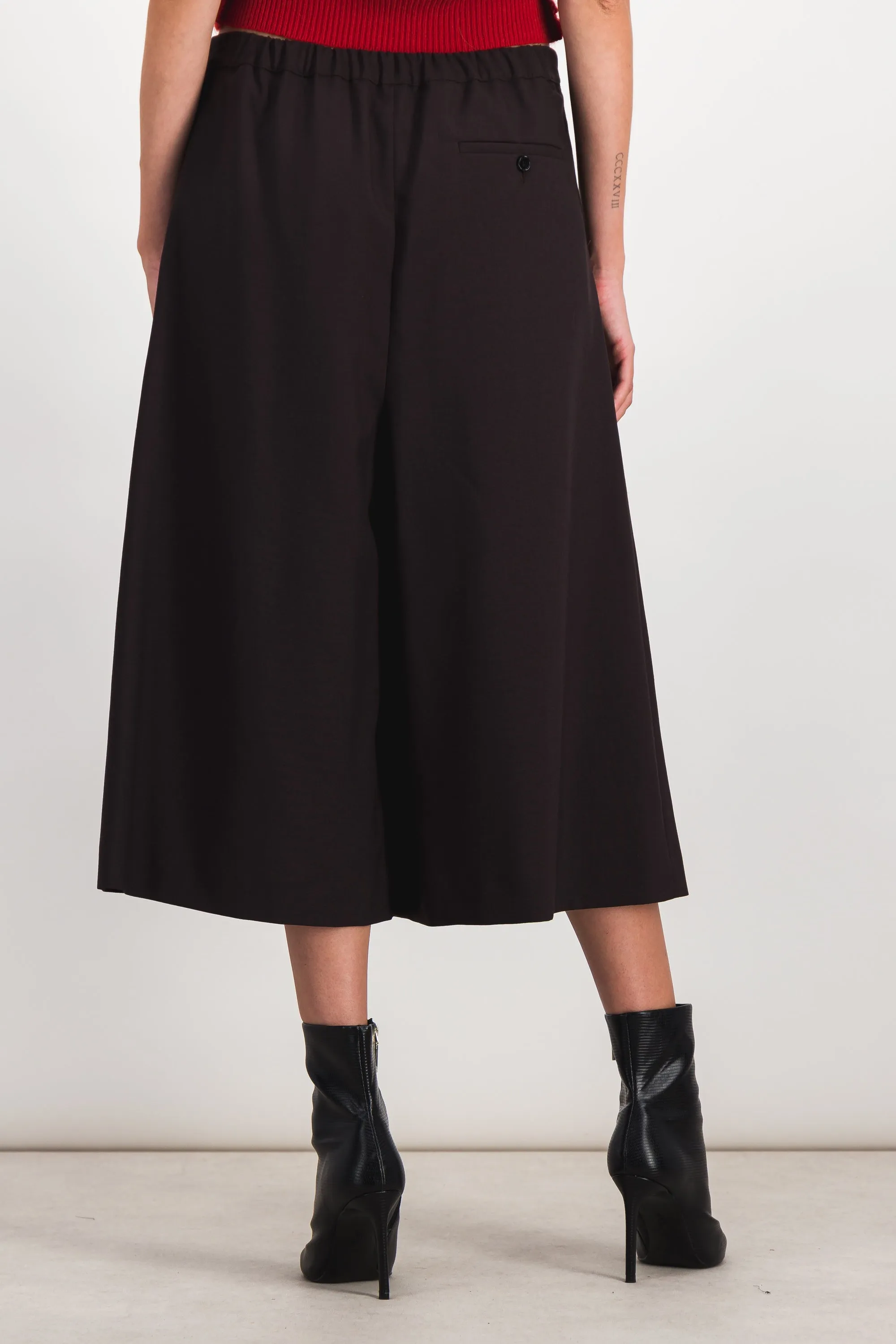 Cropped culotte virgin wool pants