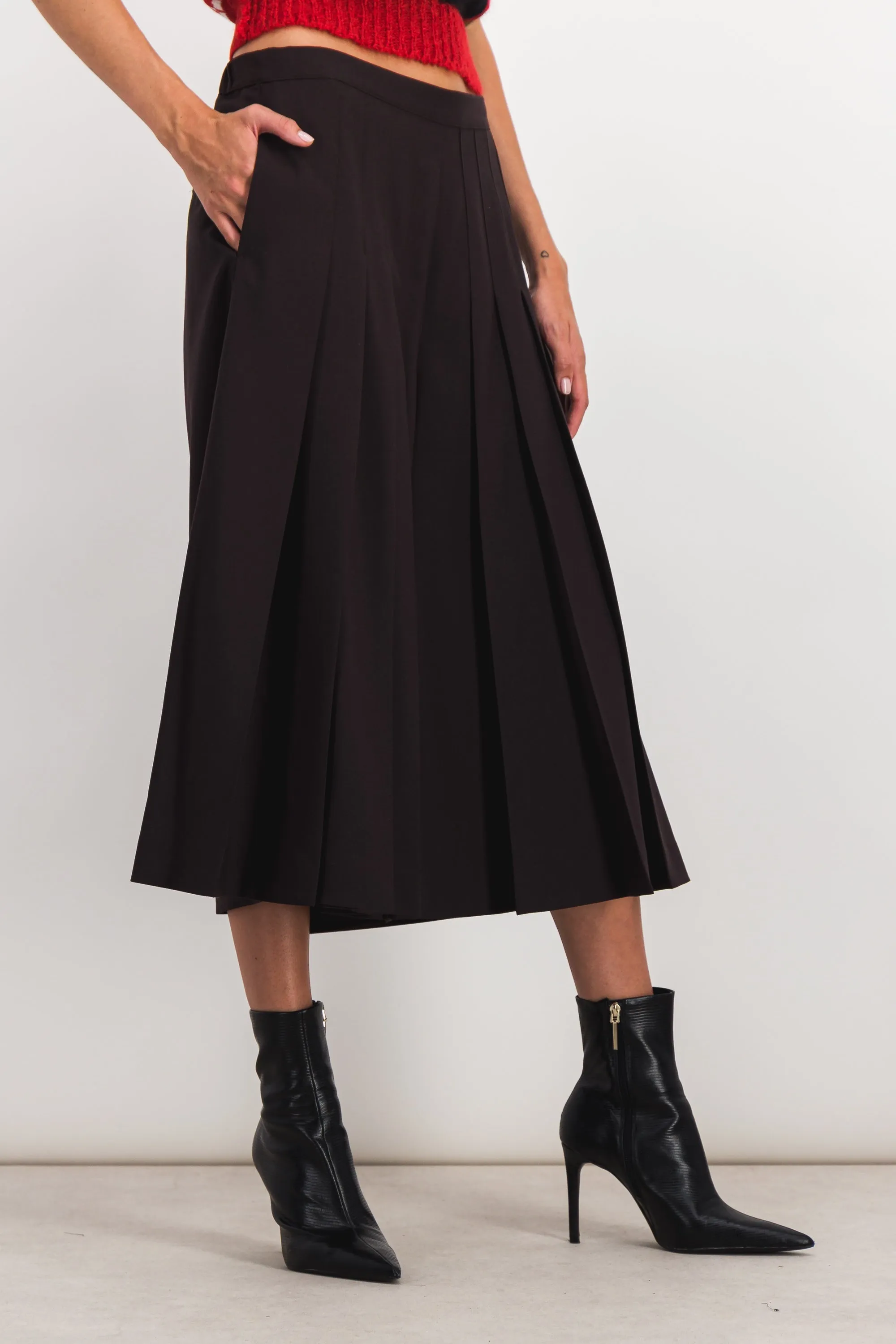 Cropped culotte virgin wool pants