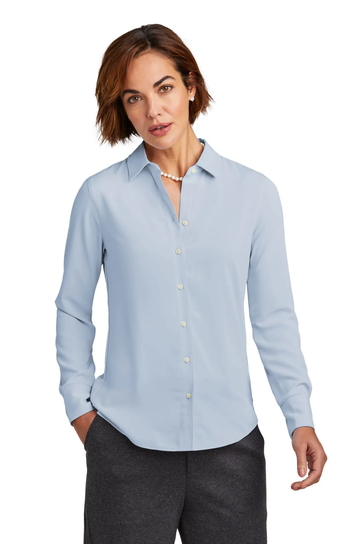 Custom Embroidered - Brooks Brothers® Women's Full-Button Satin Blouse BB18007