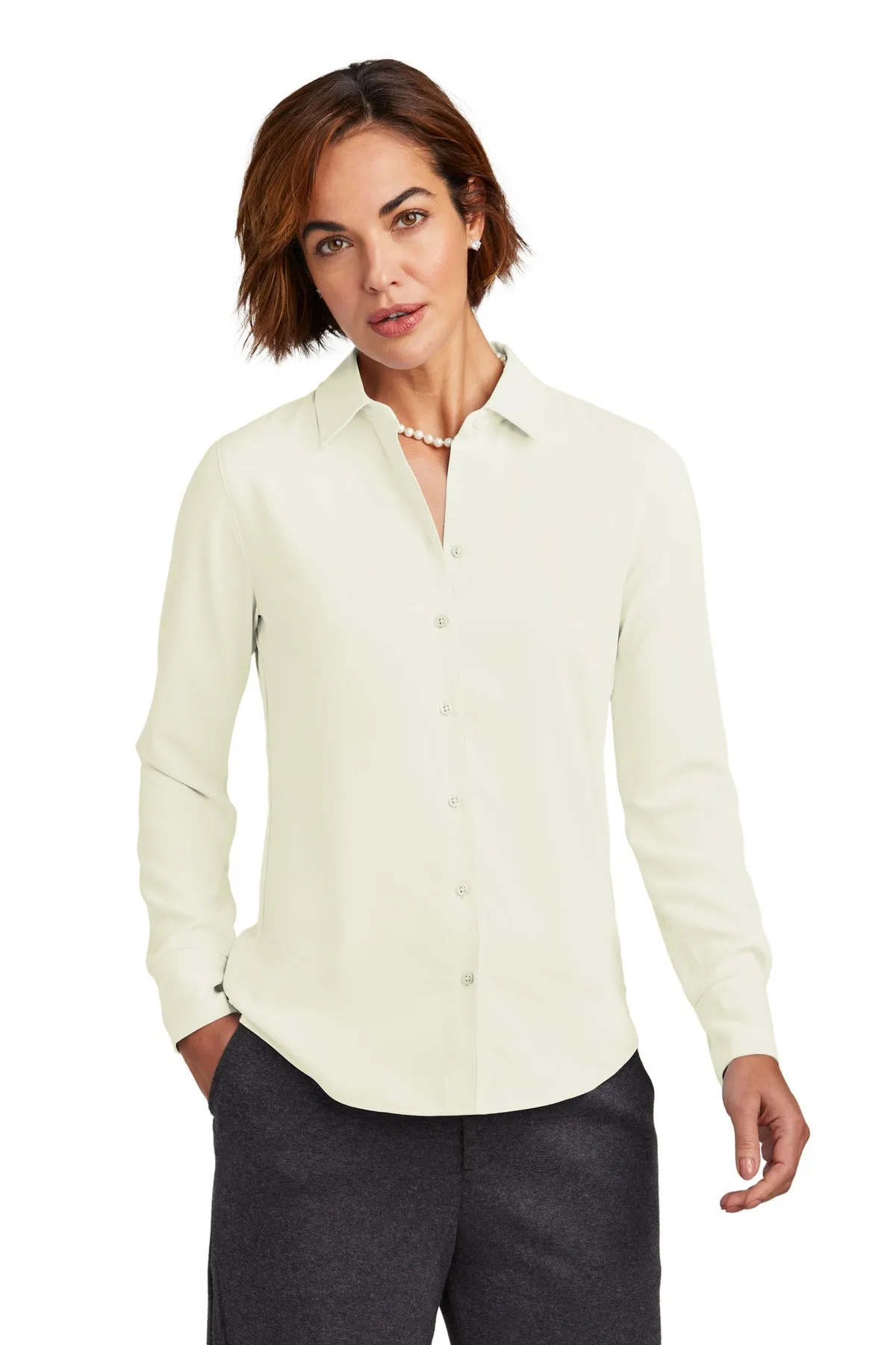 Custom Embroidered - Brooks Brothers® Women's Full-Button Satin Blouse BB18007