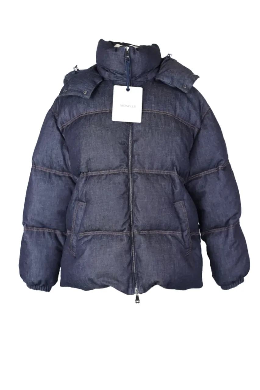 Denim Belted Down Puffer Jacket