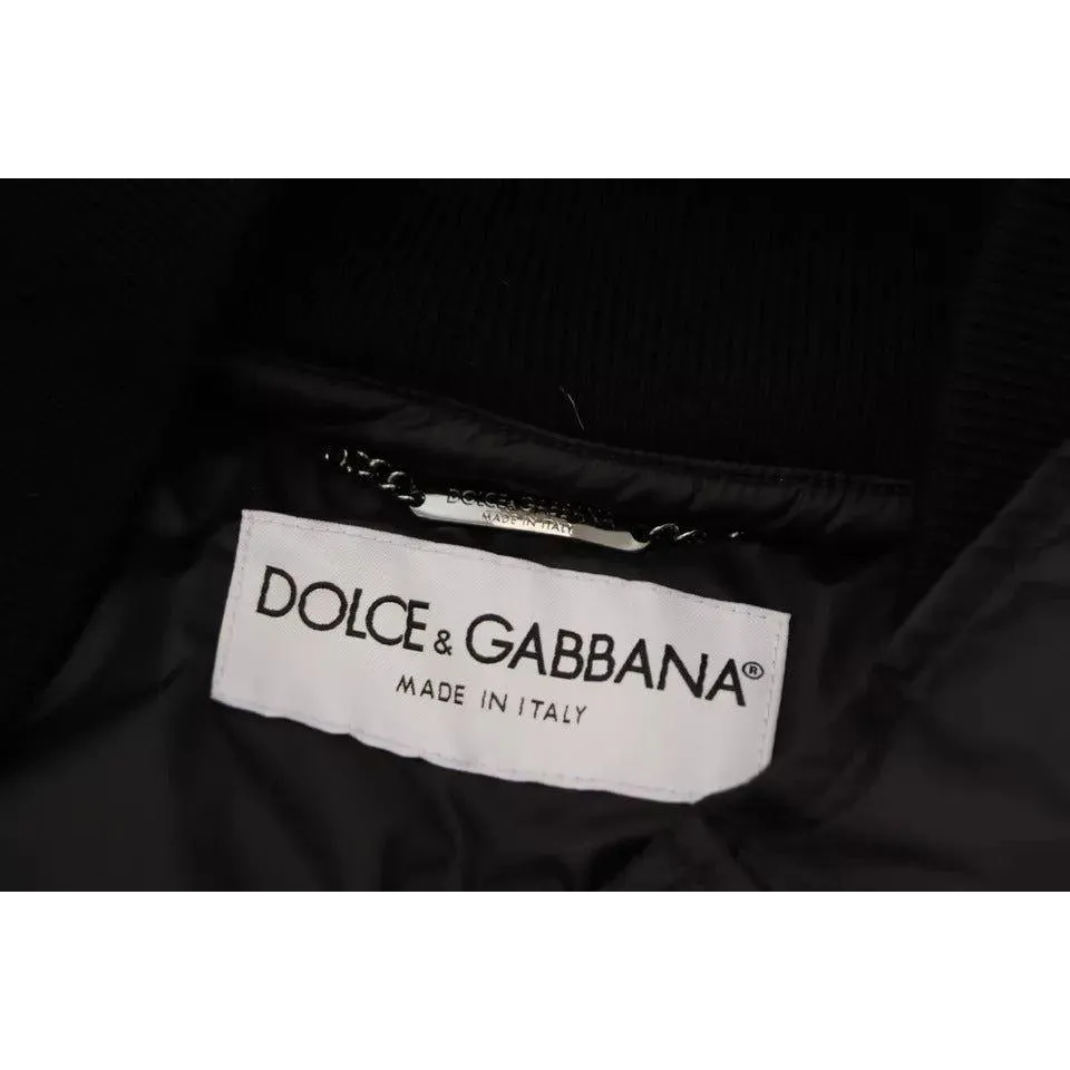 Dolce & Gabbana Black Polyester Hooded Parka Coat Winter Jacket