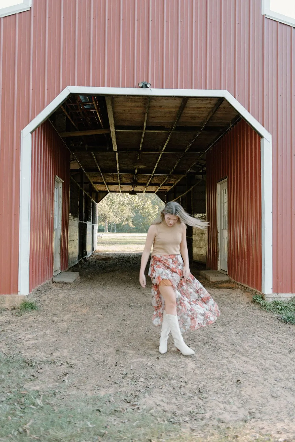 Fall Floral Ruffle Maxi Skirt