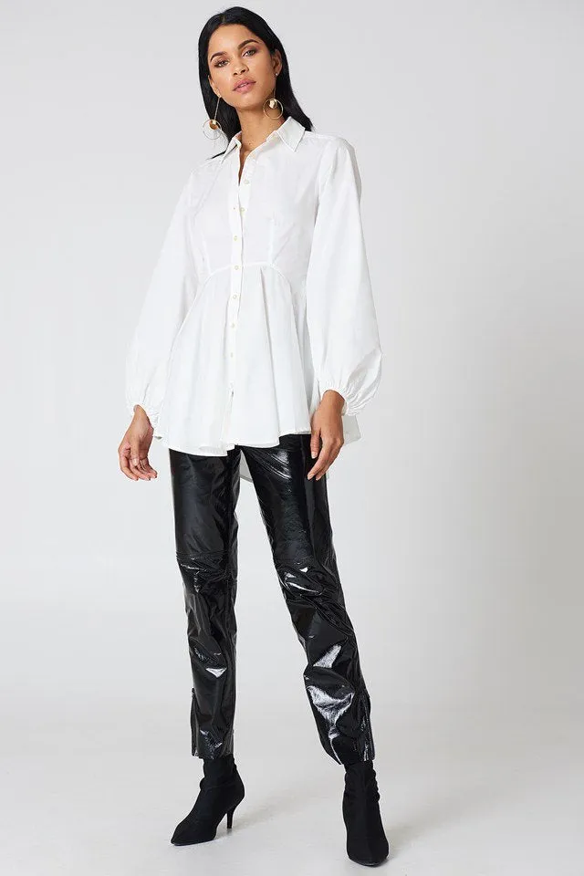 FREE PEOPLE All The Time New Tunic White Peplum Top