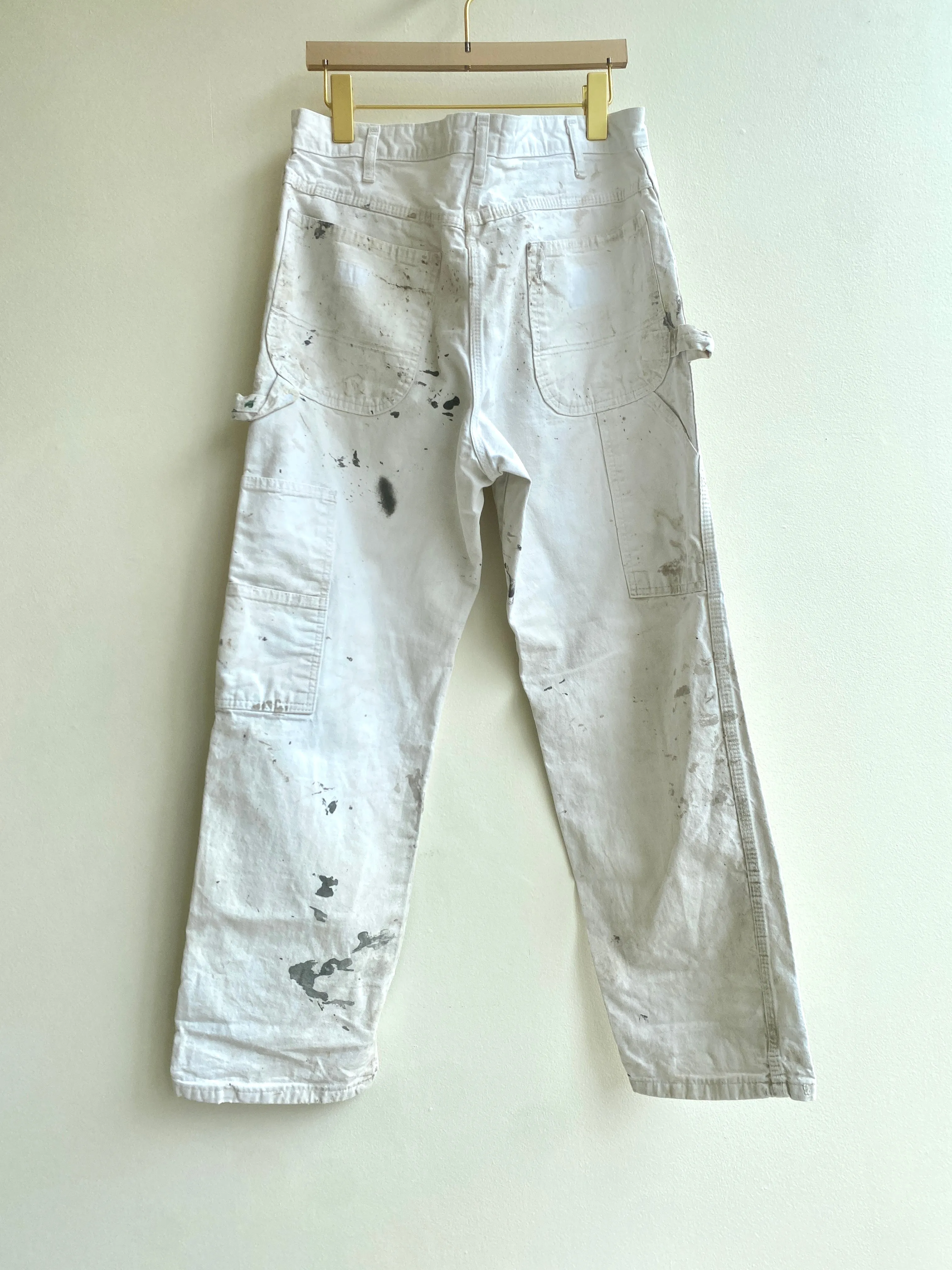 Hand Stitched Painters Drop Cloth Patched Pants w/ Cracker Jack Charm (Reworked)