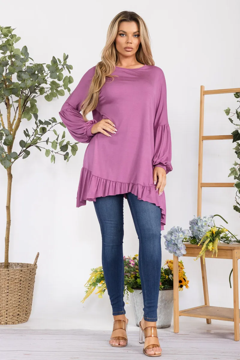 HH428X-SOLID - Long Sleeve Tunic