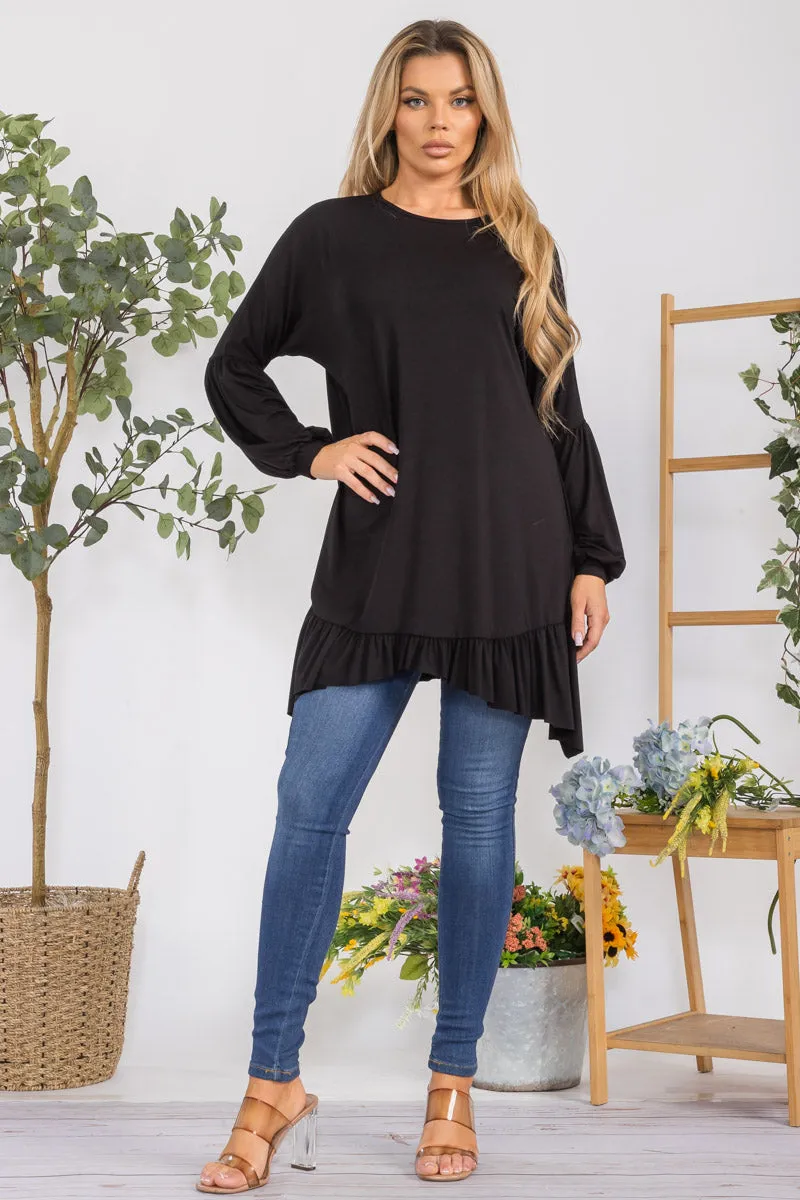 HH428X-SOLID - Long Sleeve Tunic