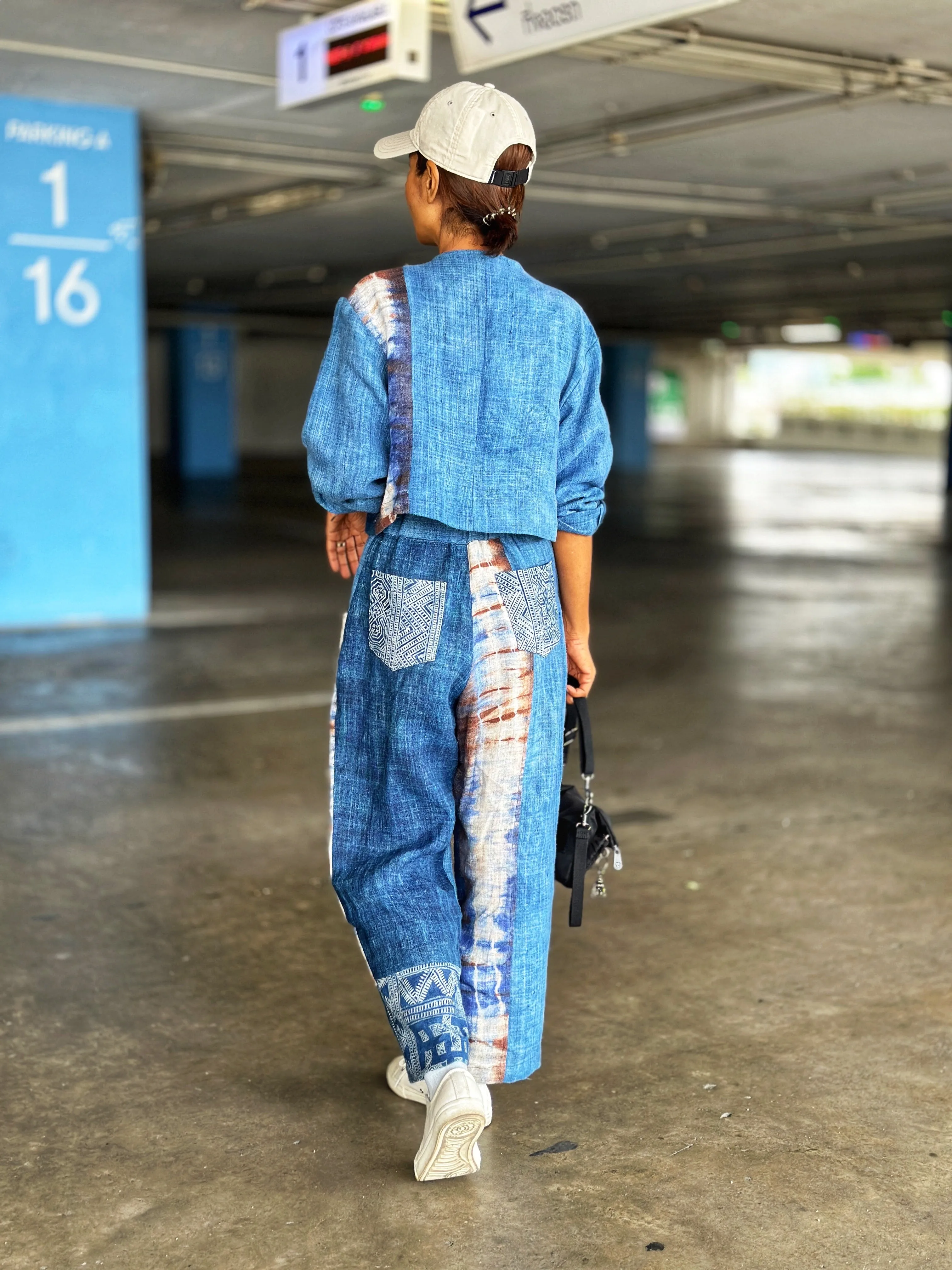 Indigo pants and matching jacket top