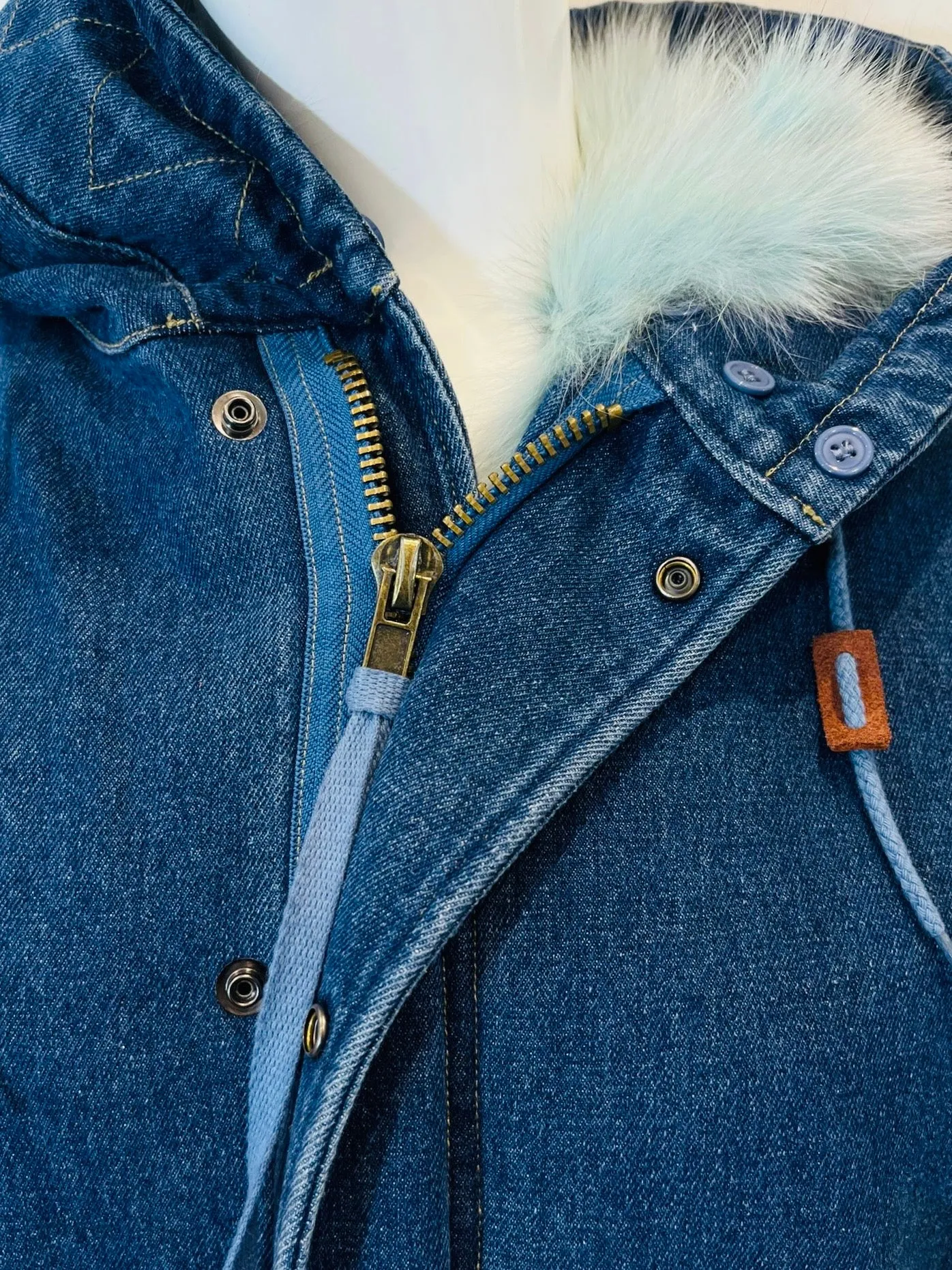 Jane&Tash Denim & Fox Fur Parka Coat. Size L