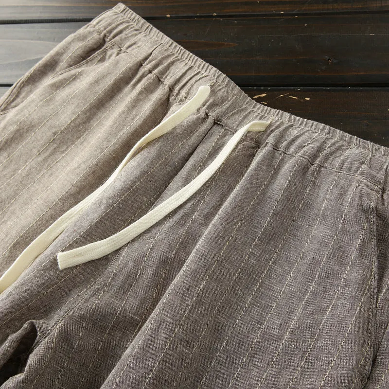 Japanese order! Comfortable, cool and antibacterial! Foreign trade tail goods spring and summer men's linen cotton nine-point casual pants thin