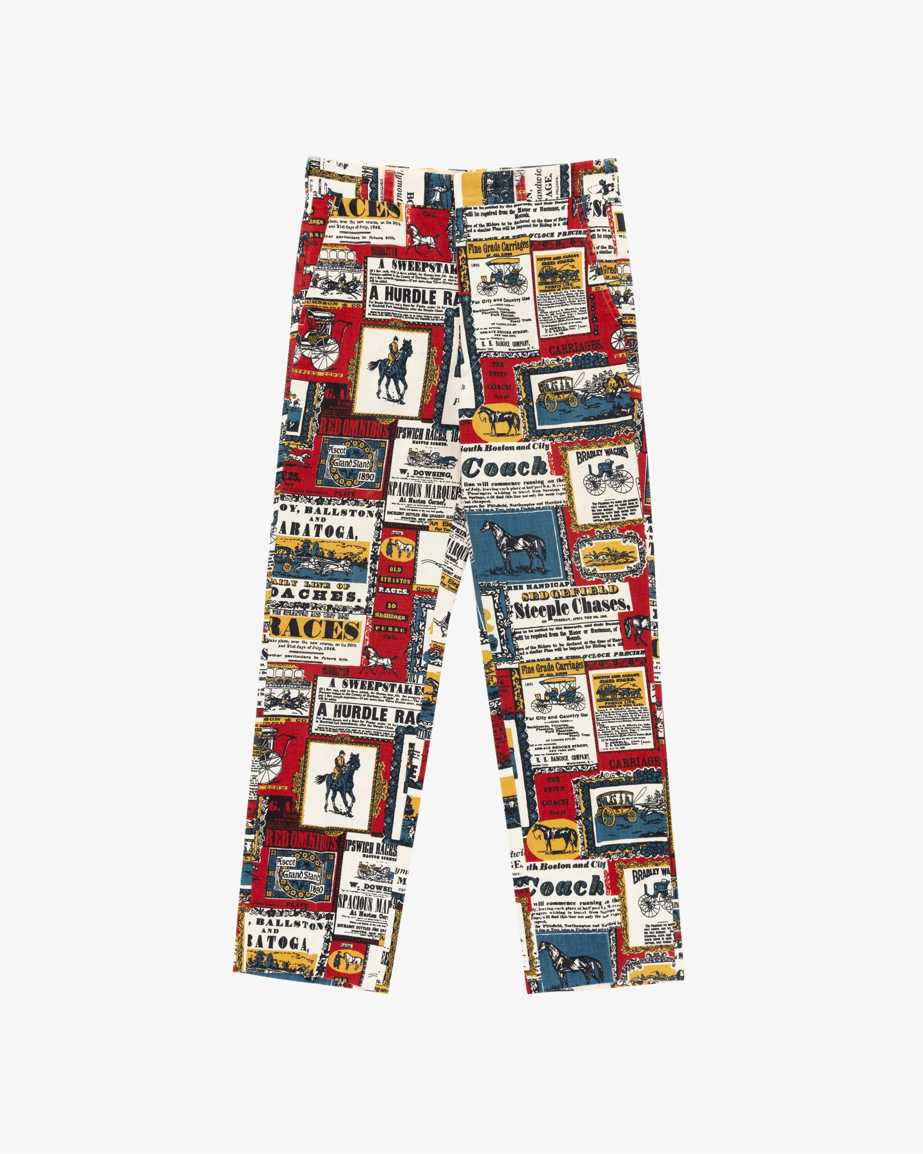 Jeff Corbin Horse Racing Print Pants