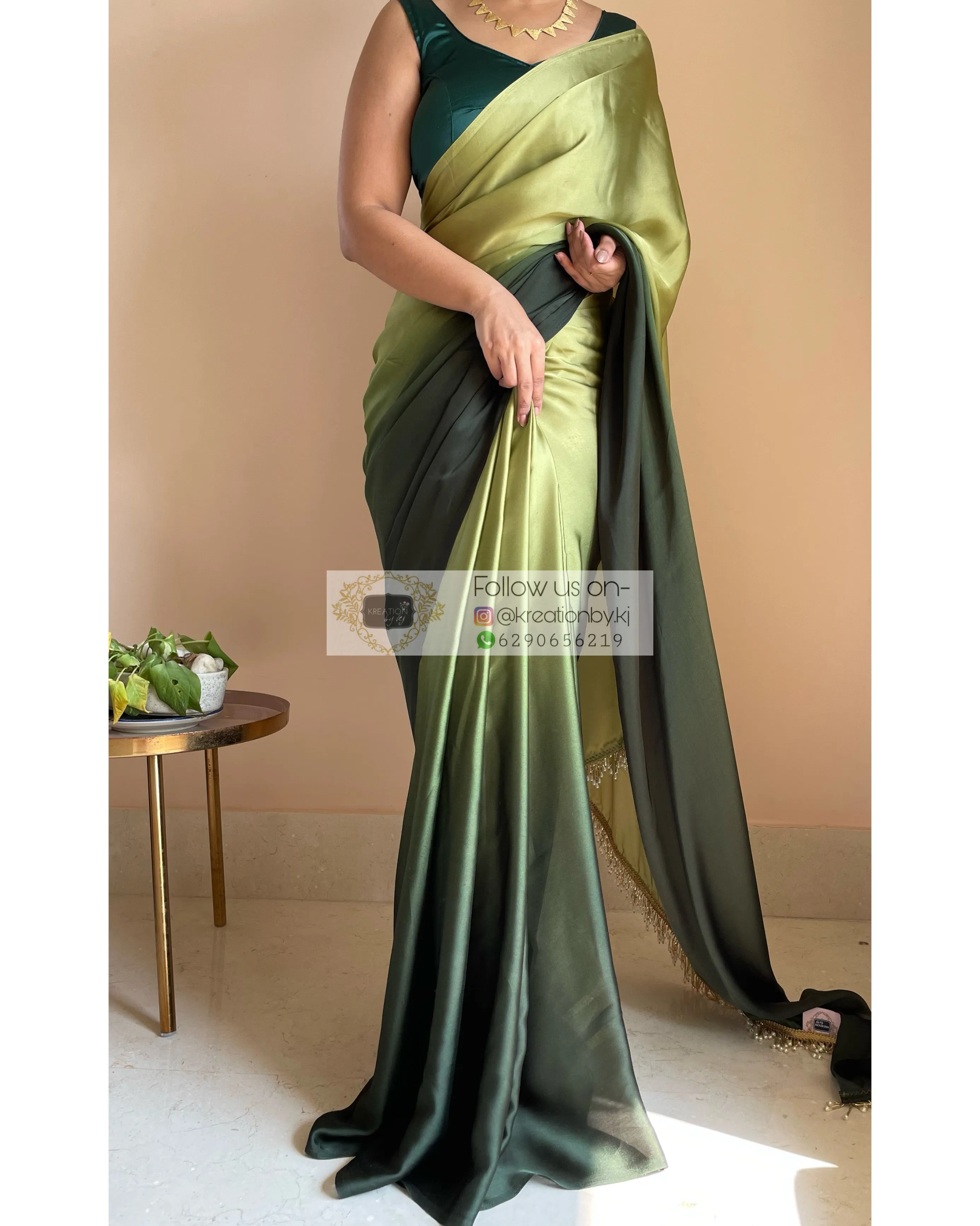 Here is an optimized title for your e-commerce product:

Elegant Kacchi Kairi Ombré Crepe Silk Saree with Intricate Handmade Tassels on Pallu