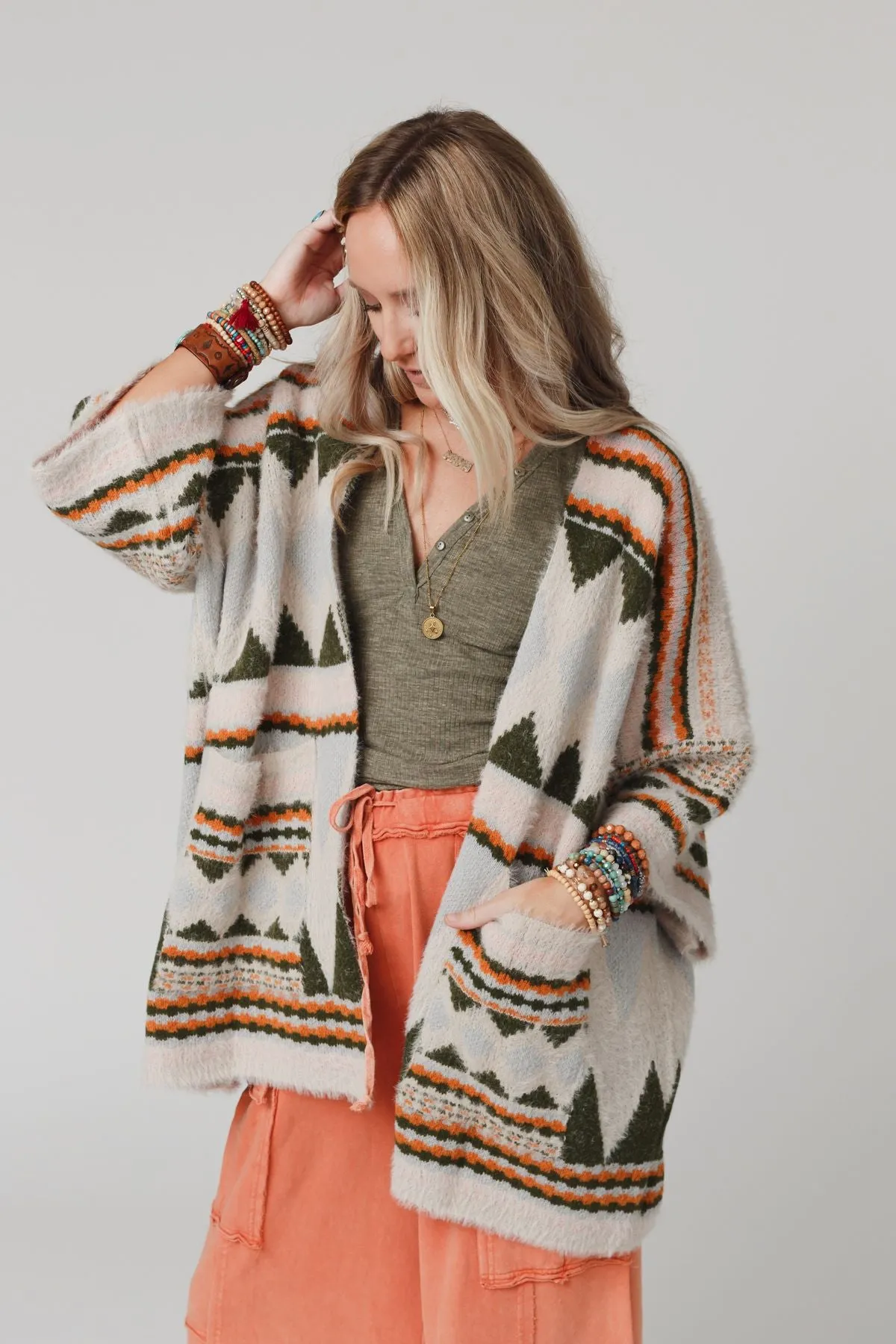 Keep It Up Oversized Cardigan - Olive