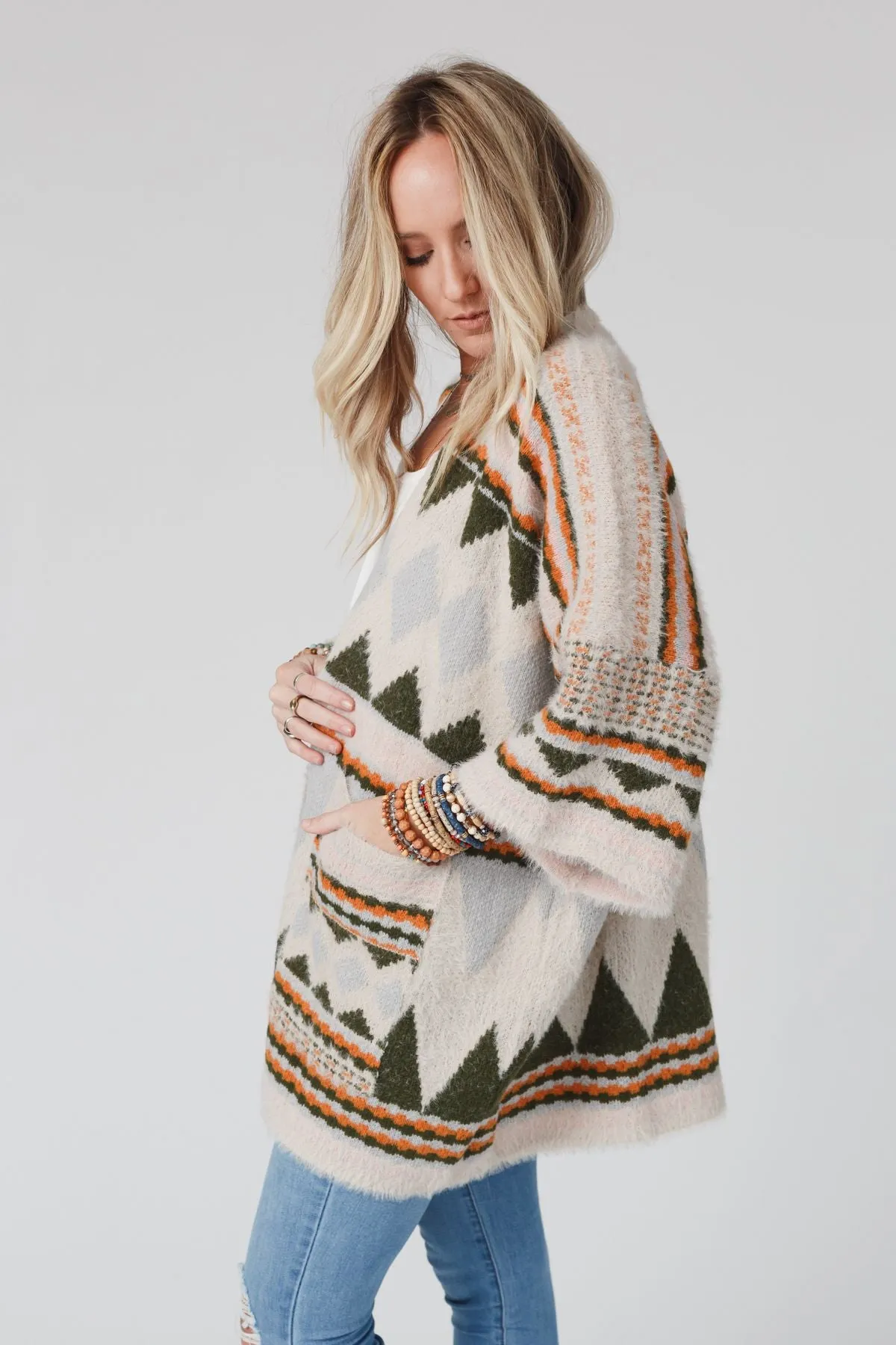 Keep It Up Oversized Cardigan - Olive