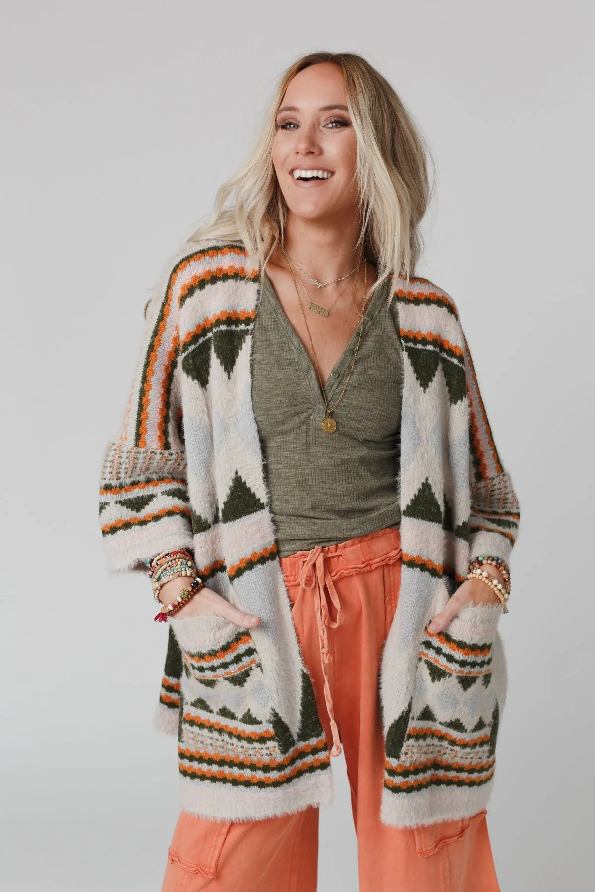 Keep It Up Oversized Cardigan - Olive