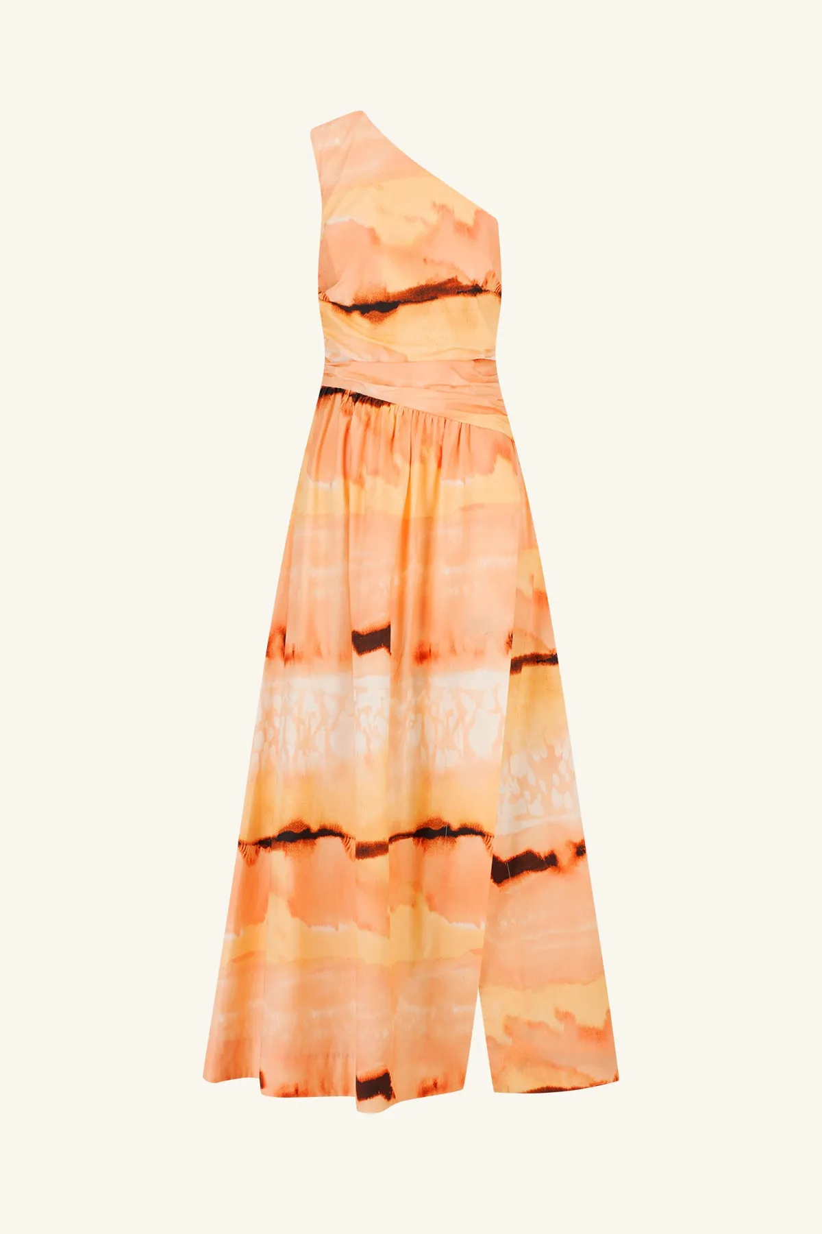 LARISSA ASYMMETRICAL GATHERED MAXI DRESS