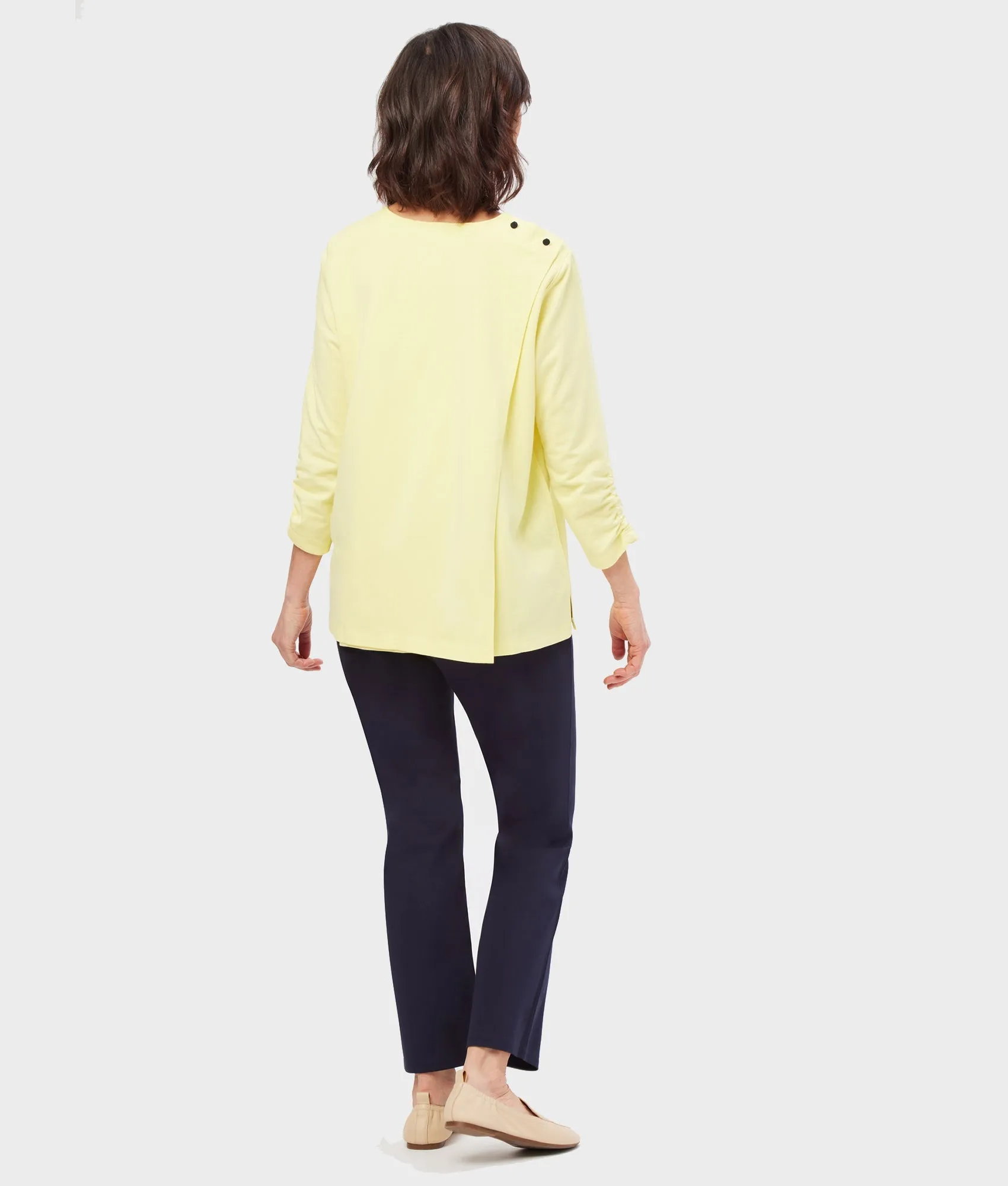 Long Sleeve Knit Tunic in Lemon with Magnetic Closures | MagnaReady