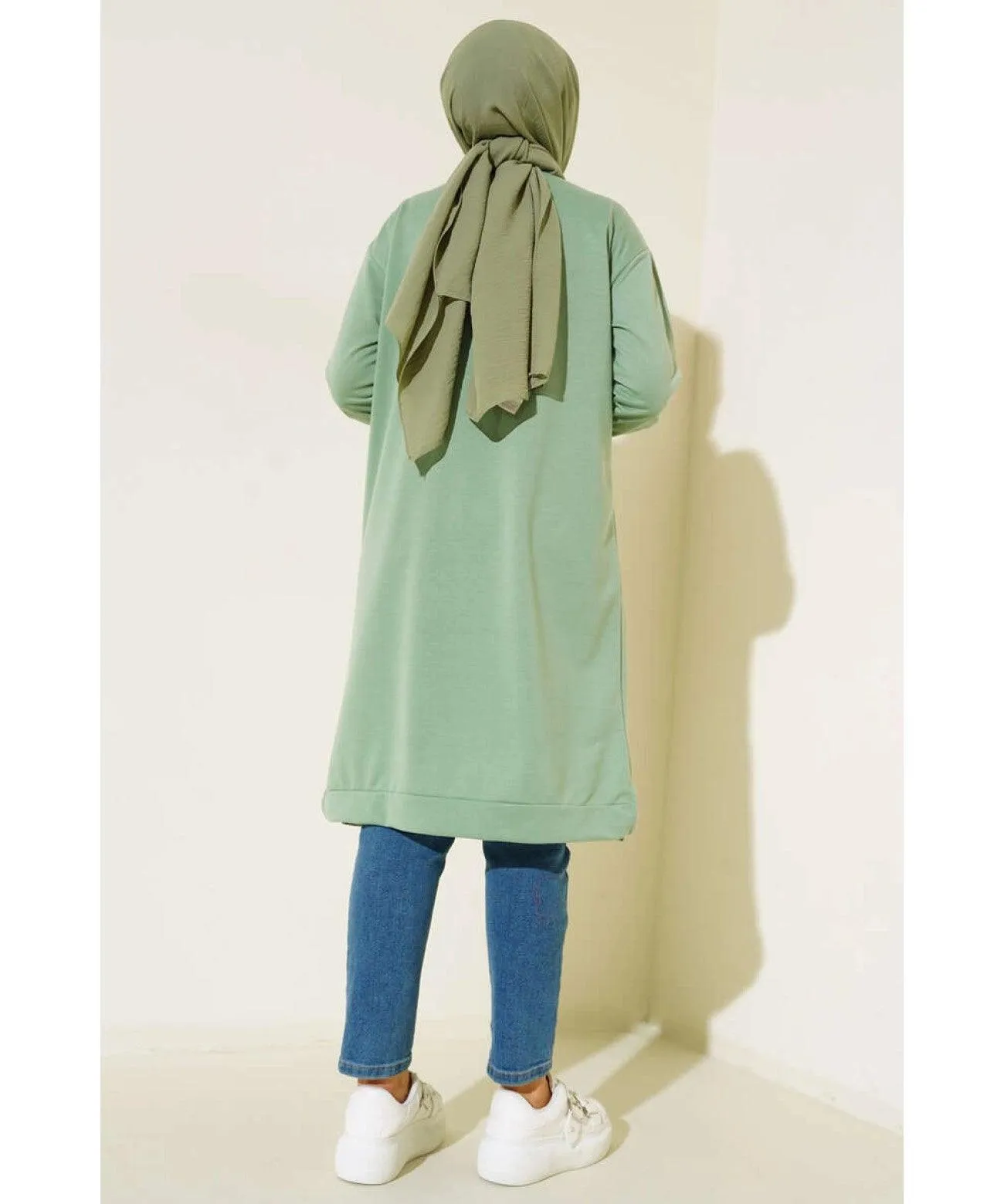 Long Tunic with Side Slits- Mint Green