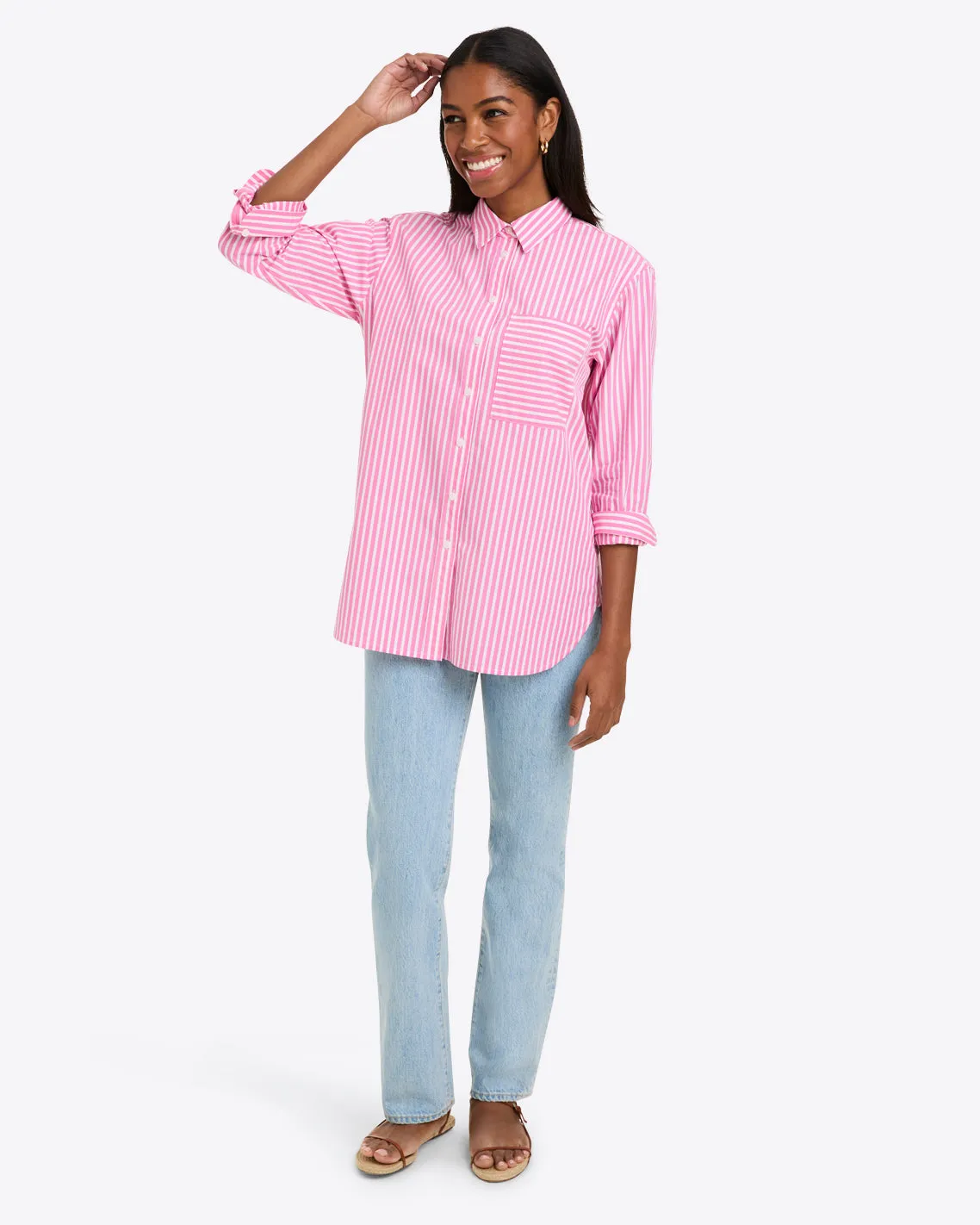 Lynn Long Sleeve Top in Crisp Cotton