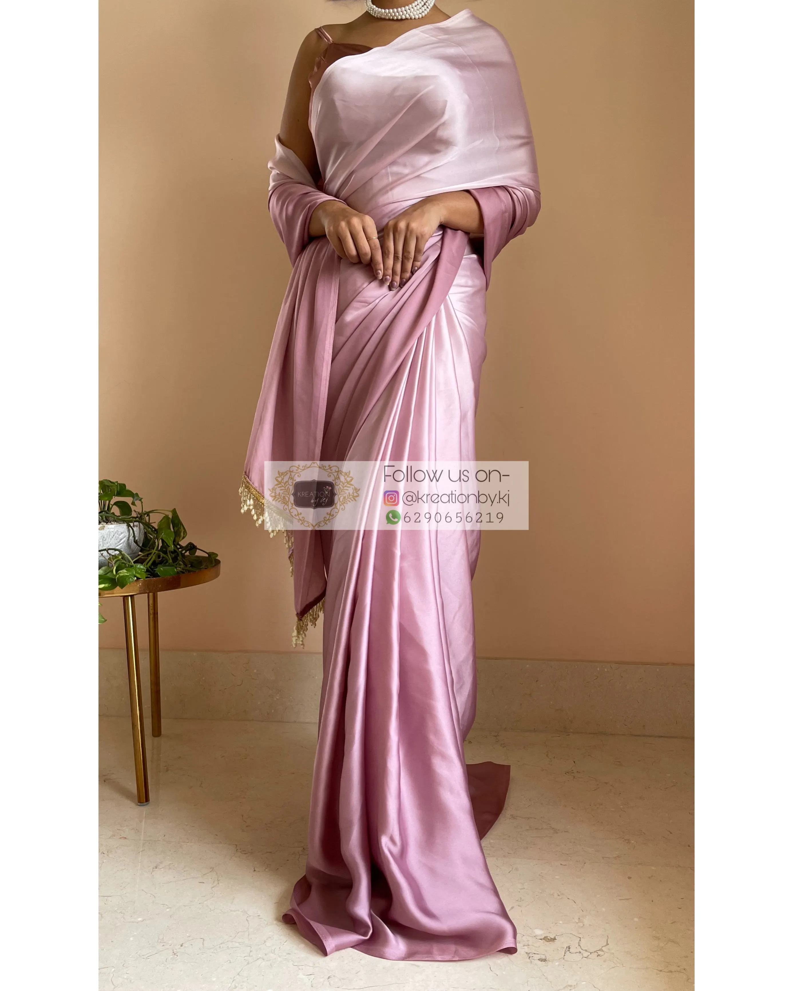 Mauve Ombré Crepe Silk Saree