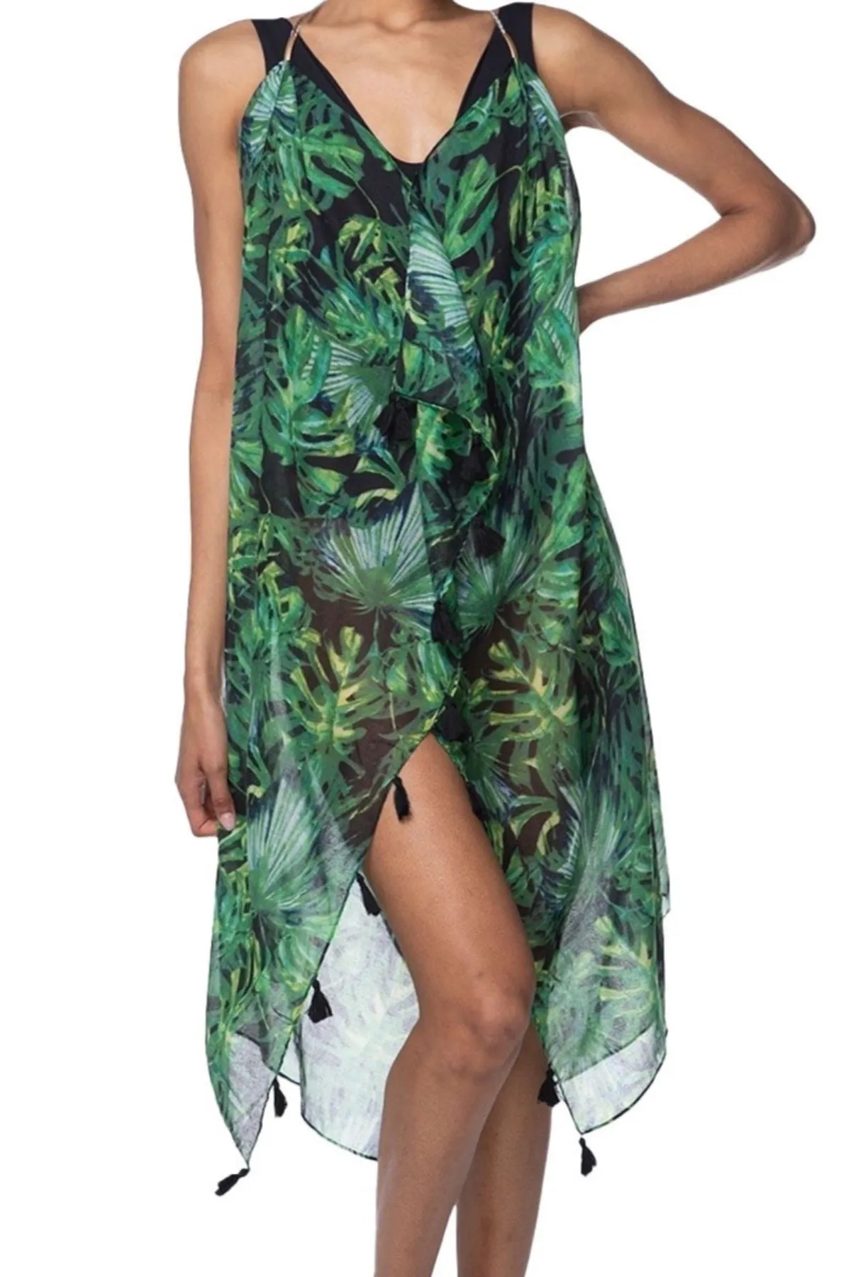 Maxi Halter Sundress Coverup  in Palms in the Moonlight Print