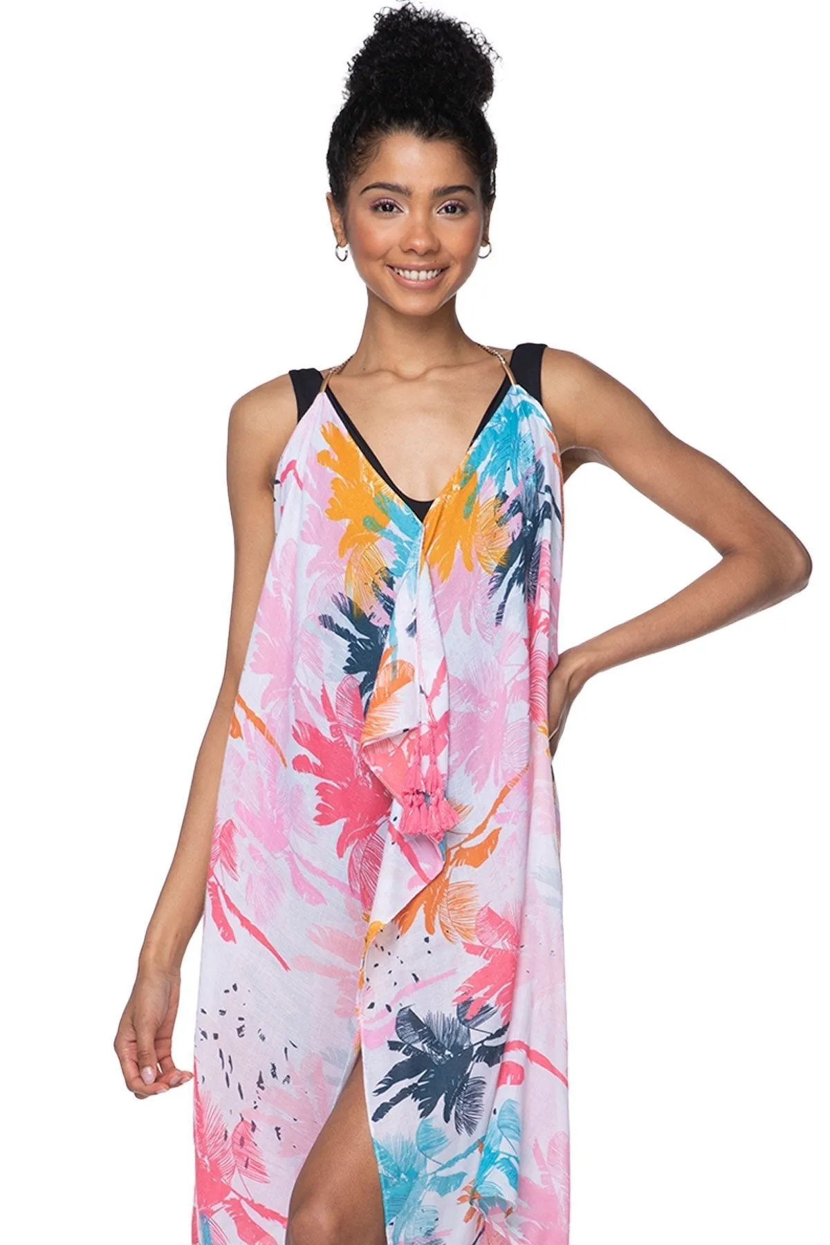 Maxi Halter Sundress Coverup in Washed Ashore Print