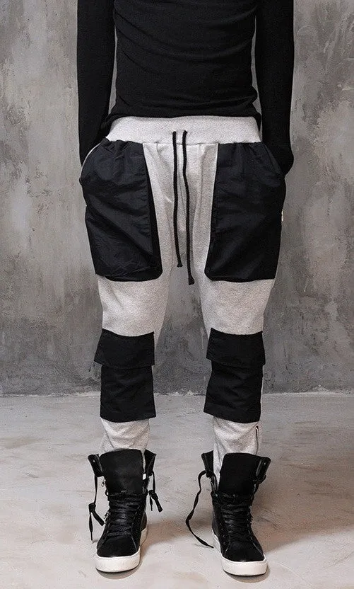 Men Drop Crotch Multi Twill Pocket Cargo Baggy Jogger Pant