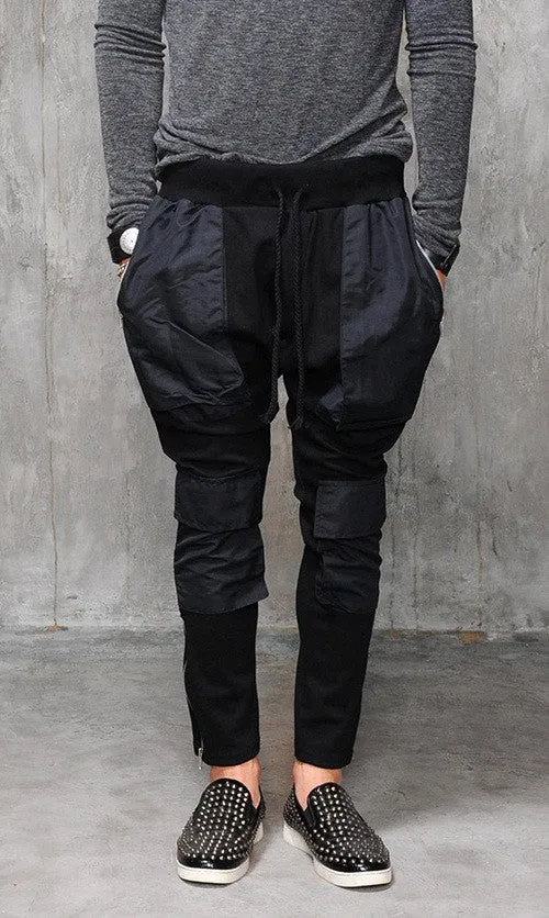 Men Drop Crotch Multi Twill Pocket Cargo Baggy Jogger Pant