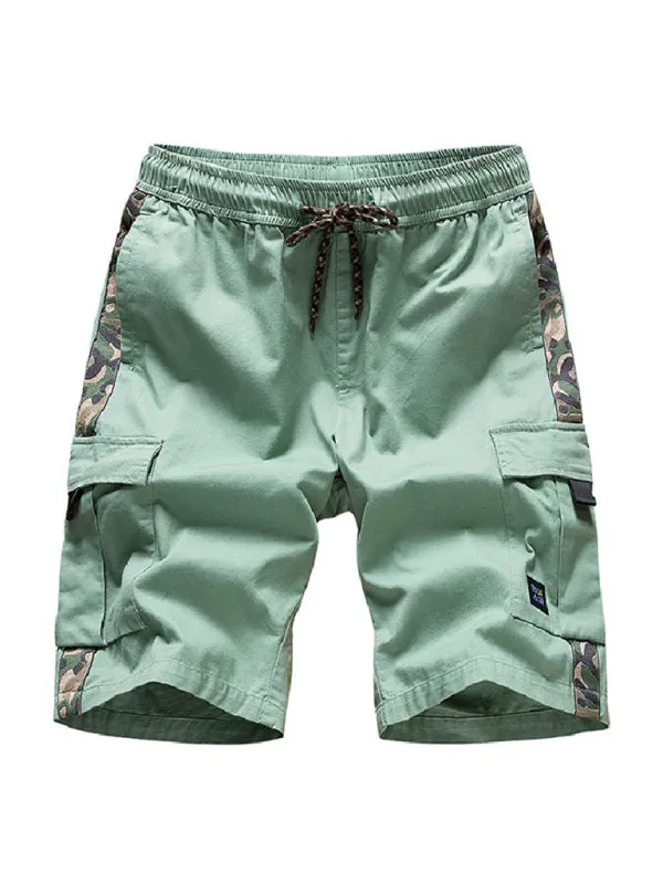 Men's Camouflage Print Panel Multi Cargo Shorts