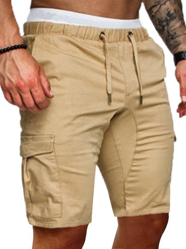 Men's Solid Color Double-knit Cargo Shorts