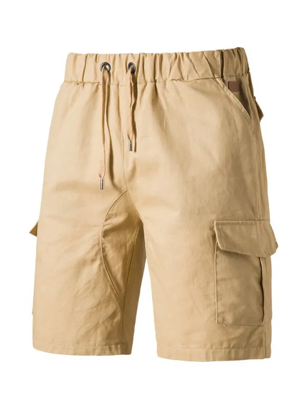 Men's Solid Color Double-knit Cargo Shorts