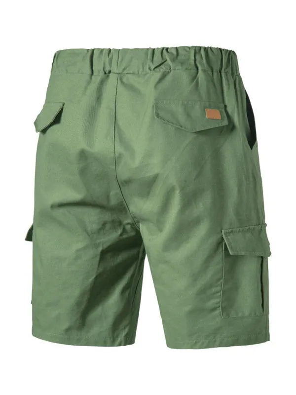 Men's Solid Color Double-knit Cargo Shorts