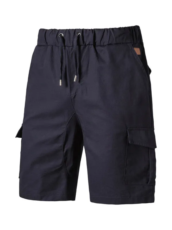 Men's Solid Color Double-knit Cargo Shorts