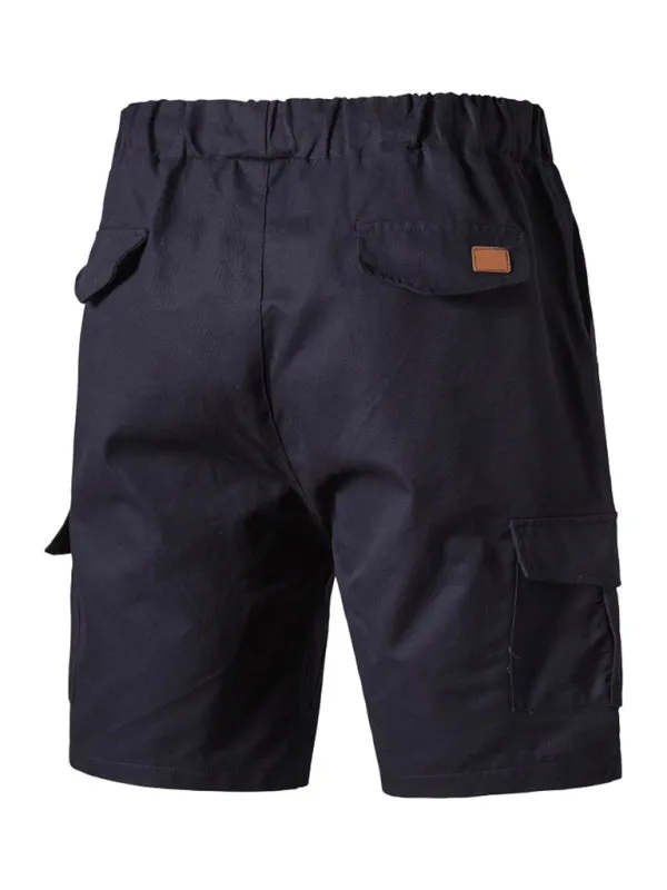 Men's Solid Color Double-knit Cargo Shorts