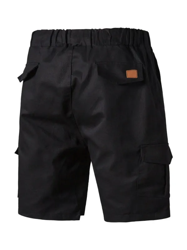 Men's Solid Color Double-knit Cargo Shorts