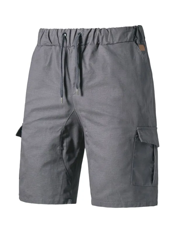 Men's Solid Color Double-knit Cargo Shorts