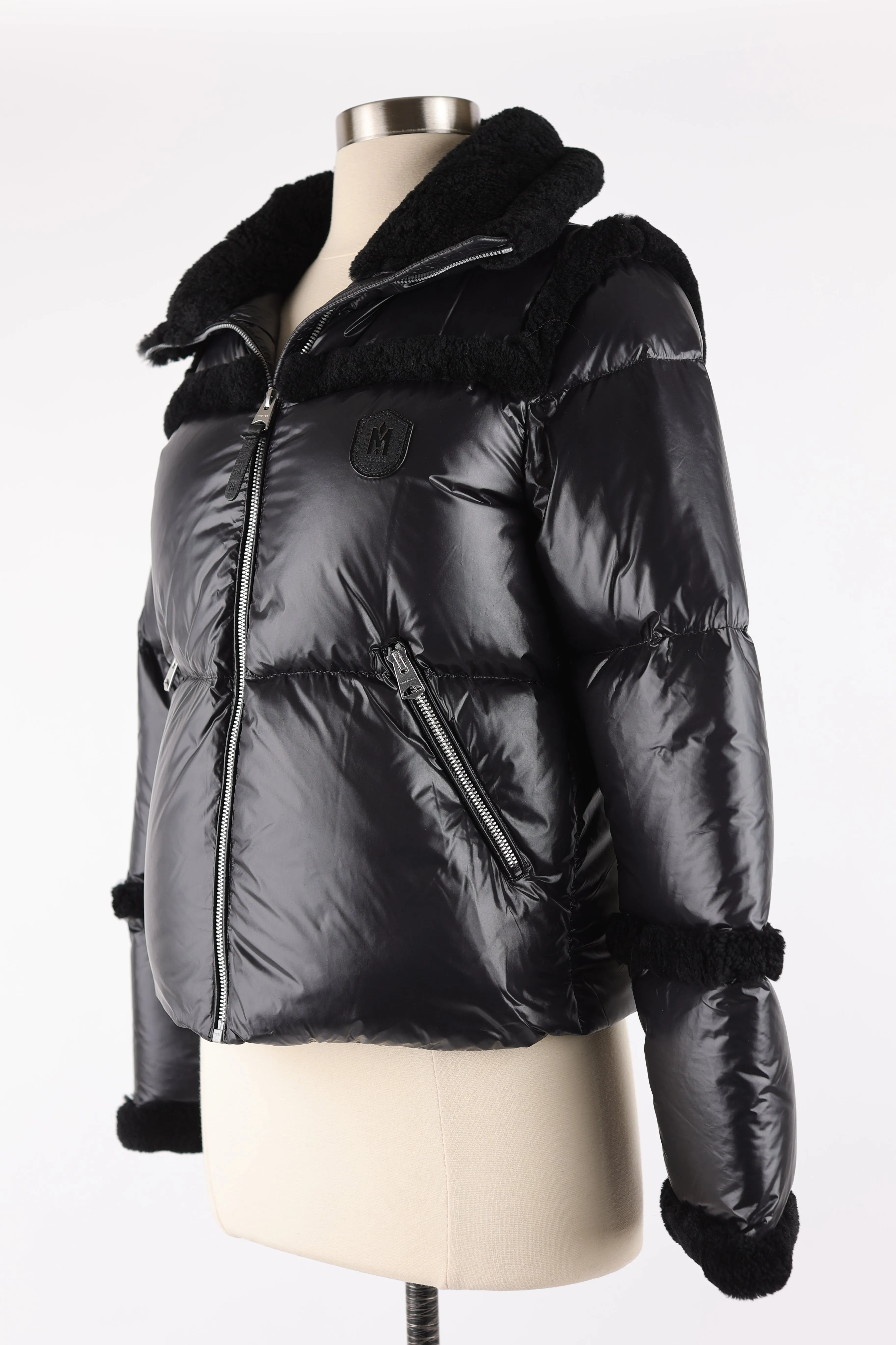 Miya Shearling Trim Down Puffer Jacket